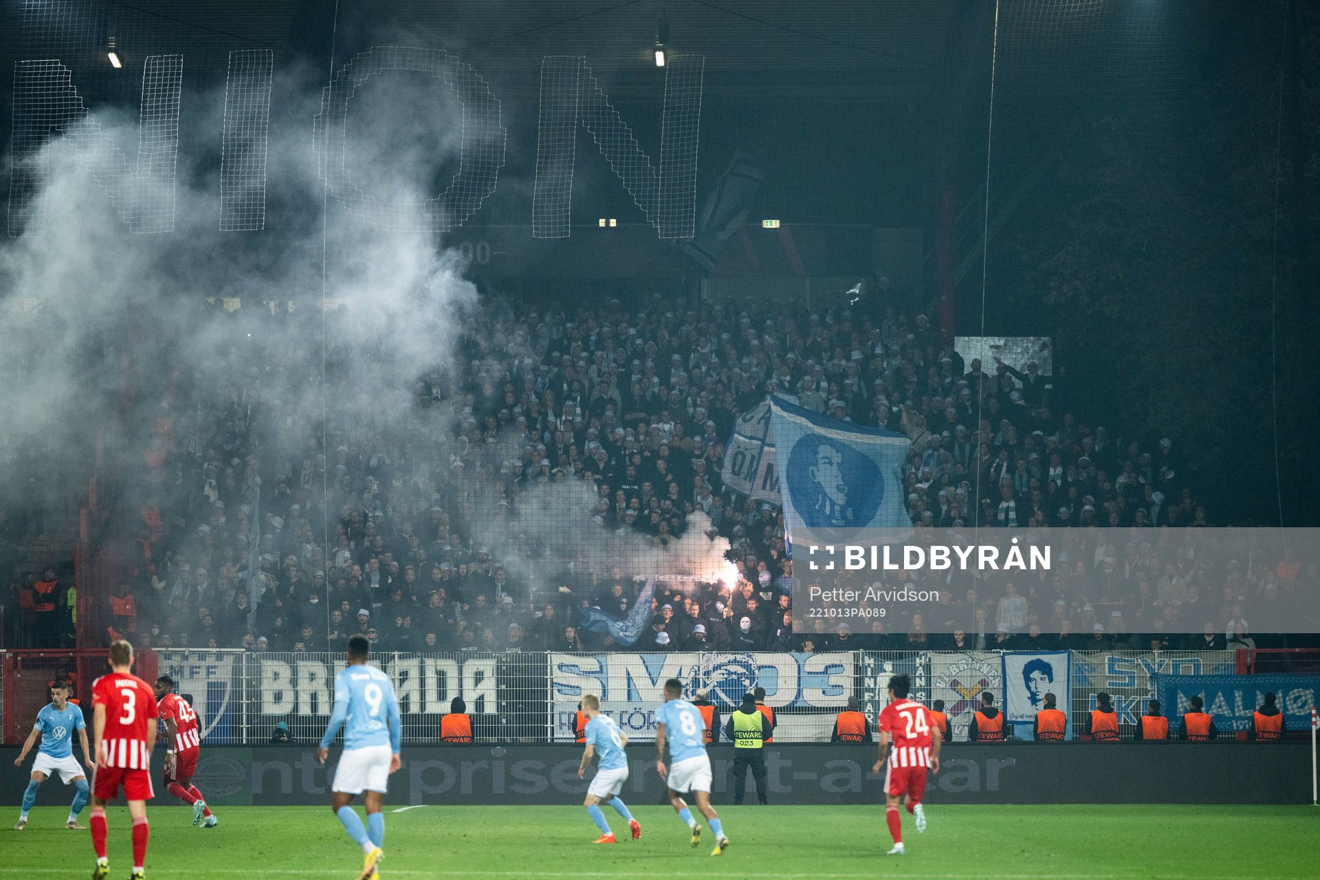 Supporters of Malmö FF with bengals