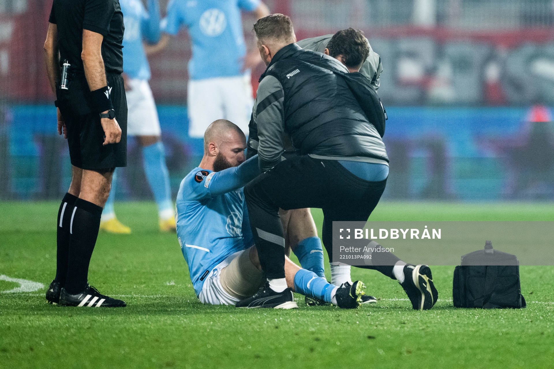 Jo Inge Berget of Malmö FF in pain