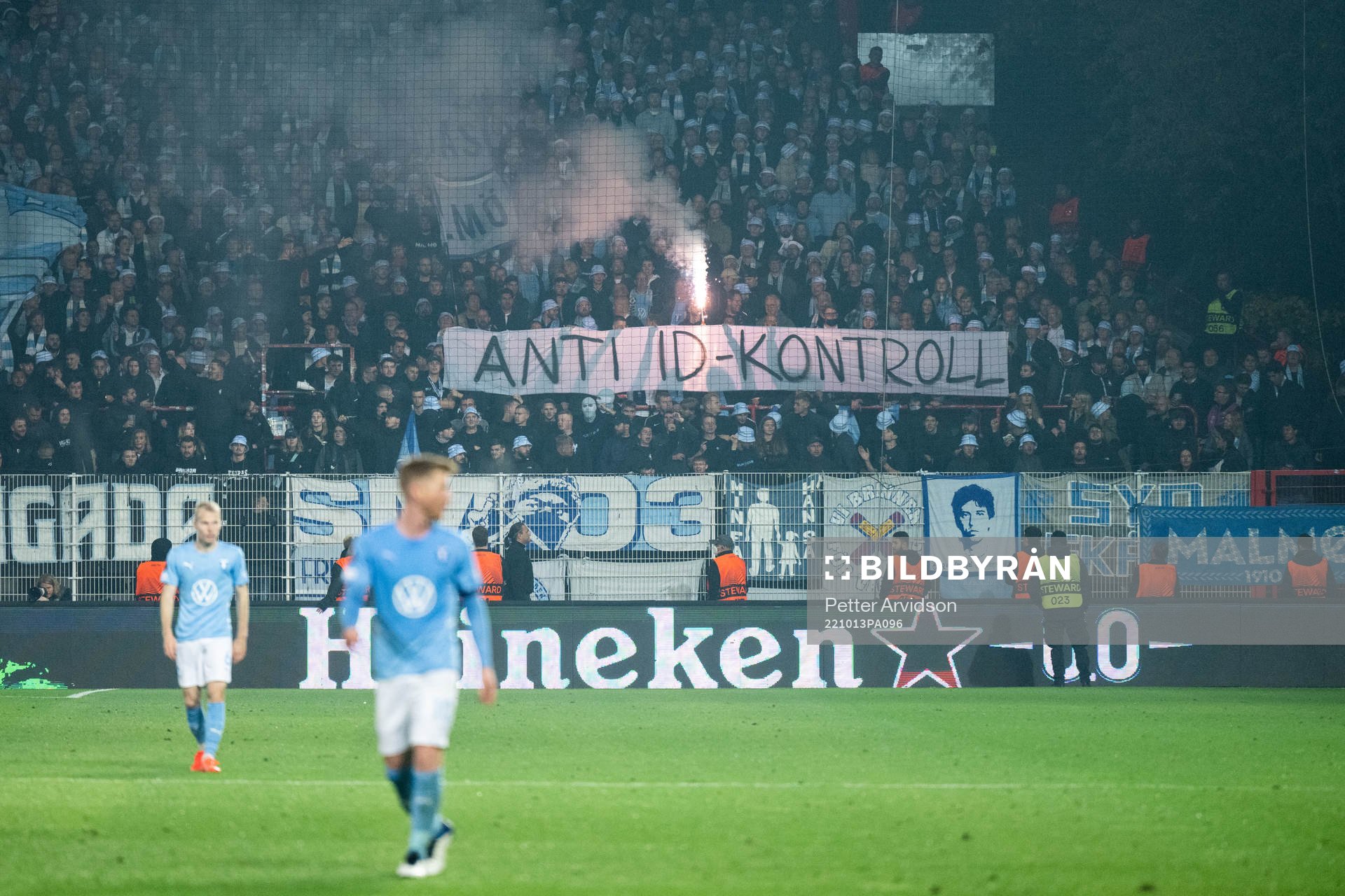 Supporters of Malmö FF with a banner