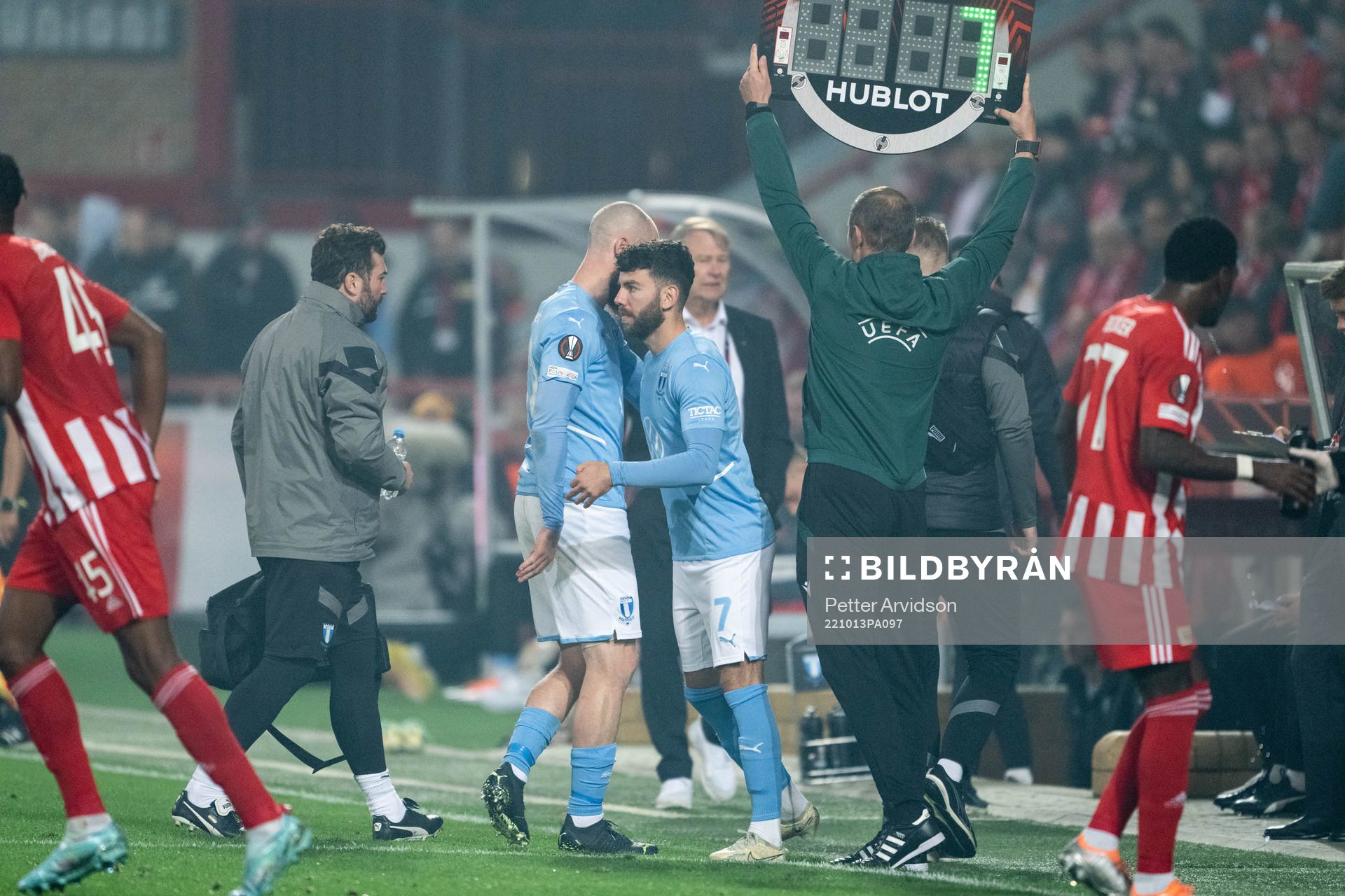 Jo Inge Berget of Malmö FF is substituted off for Erdal