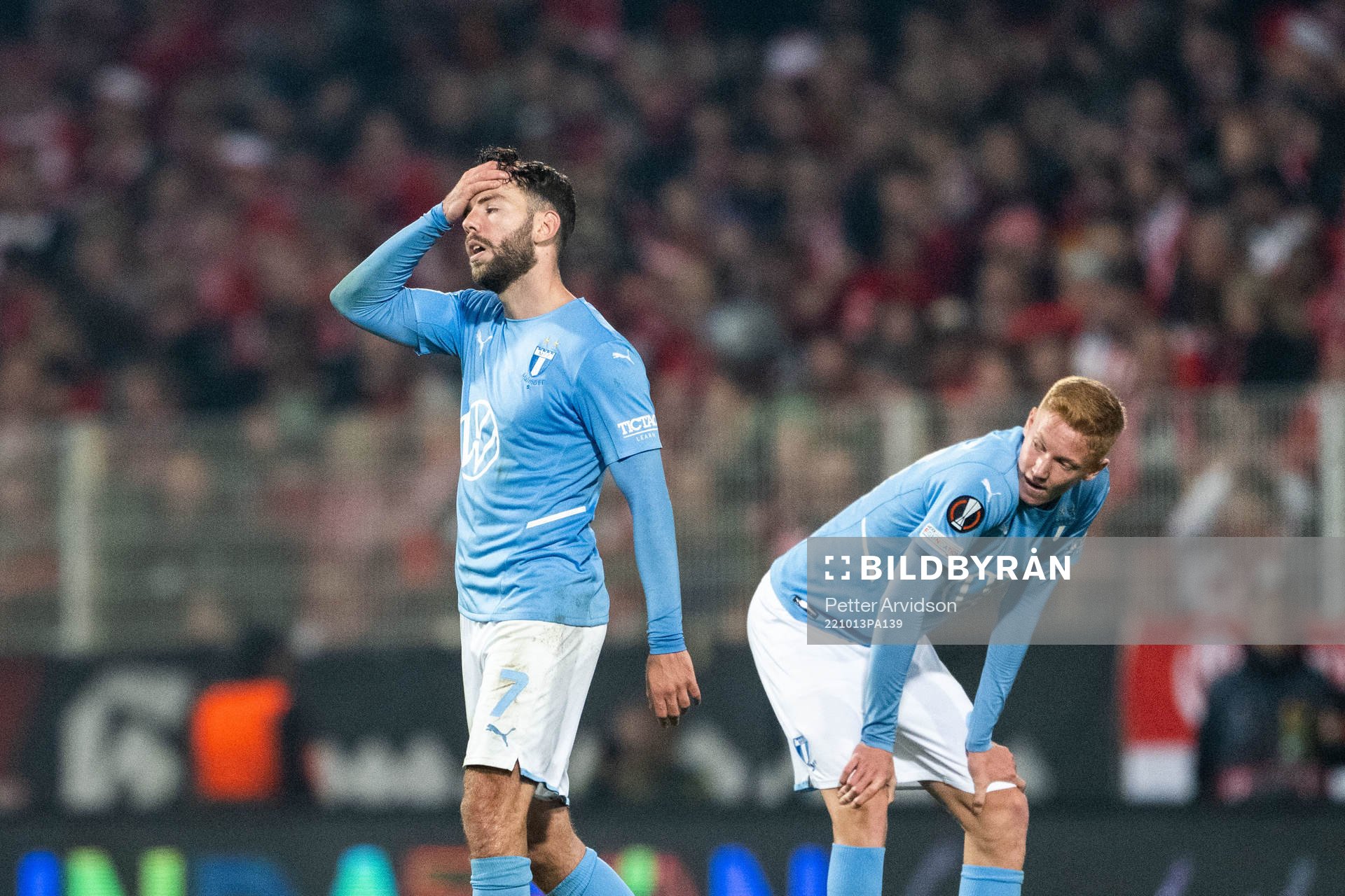Erdal Rakip and Hugo Larsson of Malmö FF look dejected