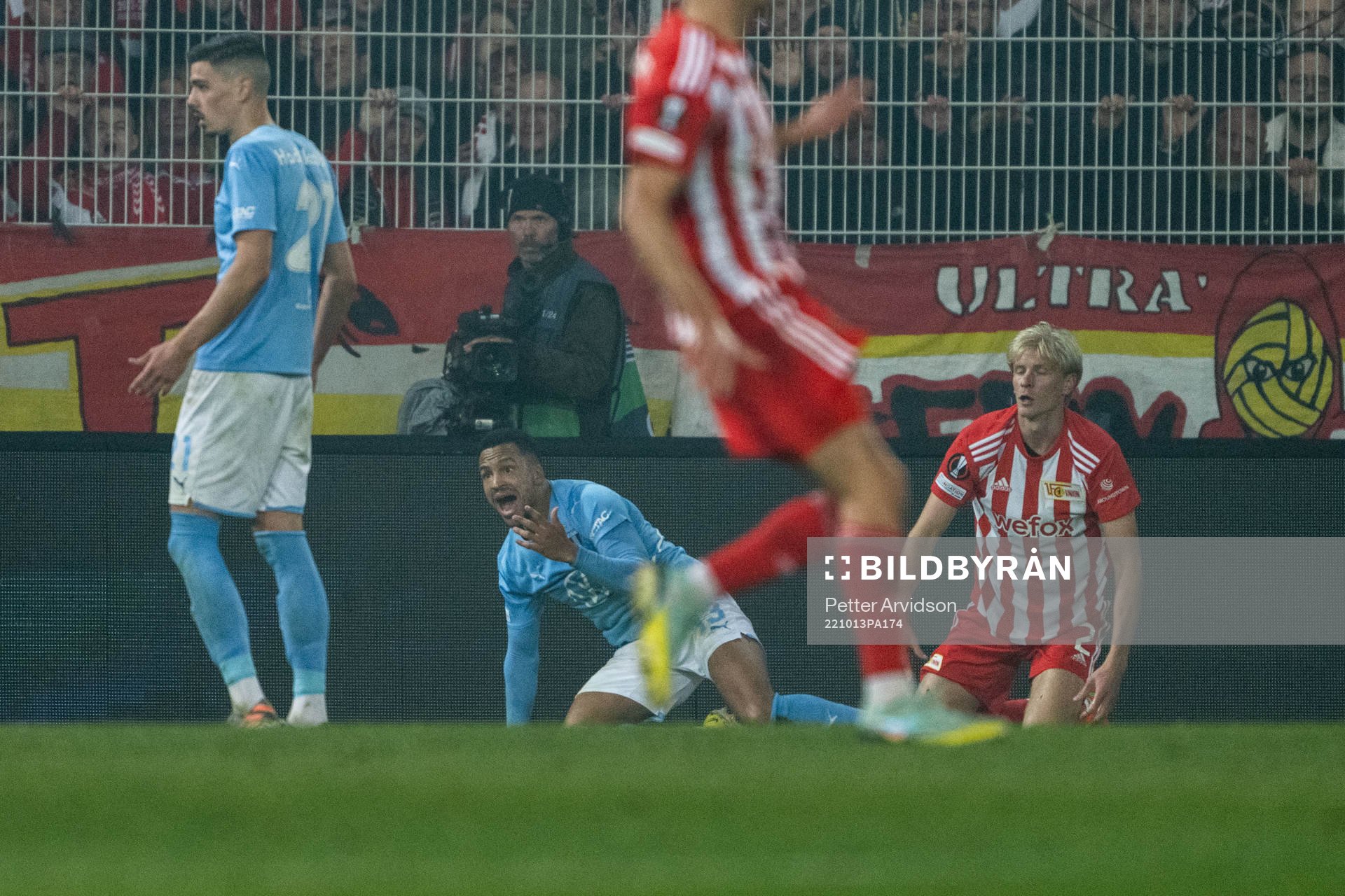 Martin Olsson of Malmö FF reacts to decision by Referee