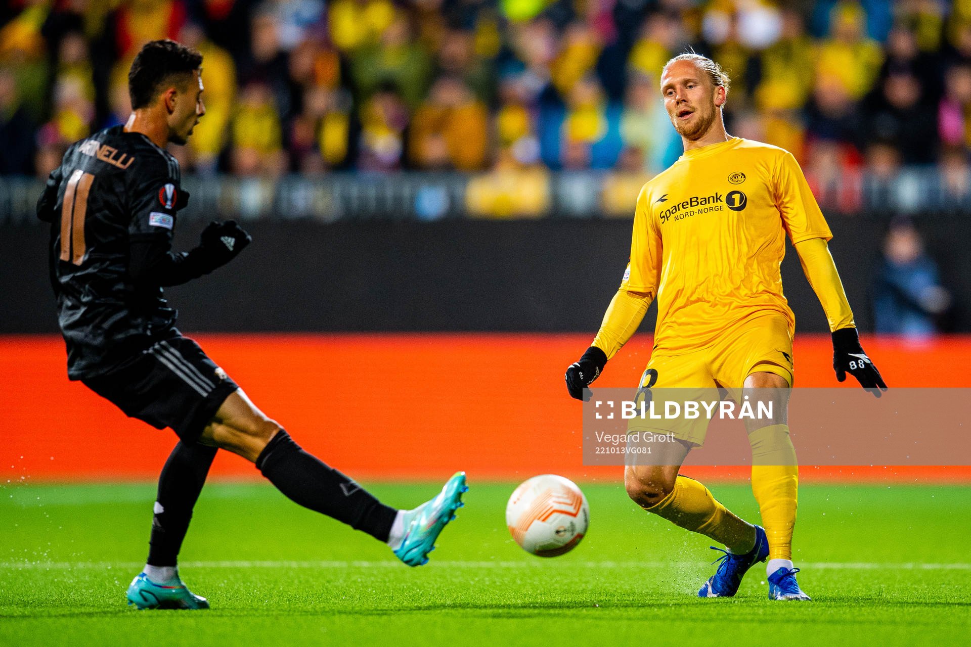 Gabriel Martinelli of Arsenal and Lars-Jørgen Salvesen of