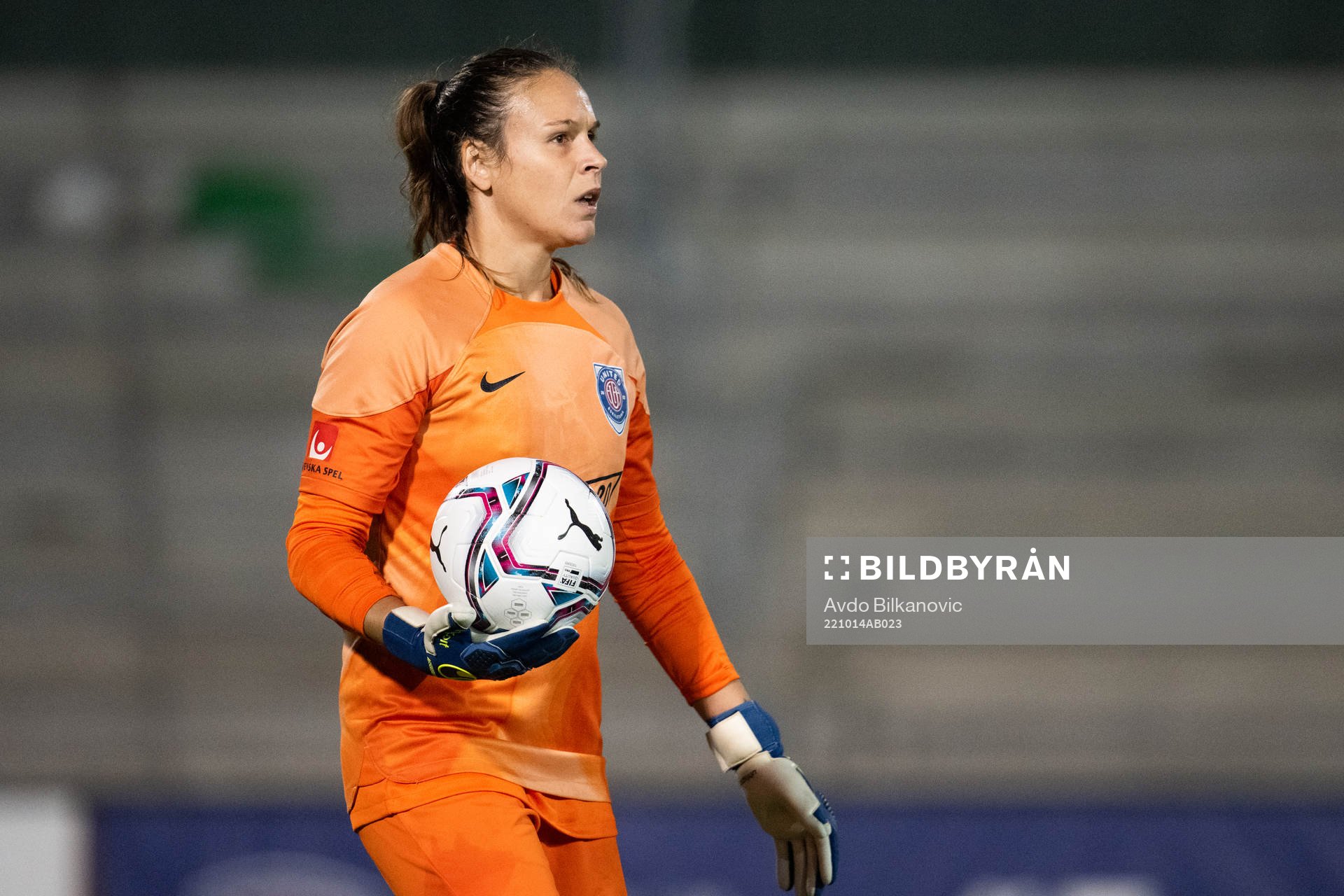 Eskilstuna Uniteds målvakt Katlynn Fraine under fotbollsmatchen i Damallsvenskan mellan FC Rosengård och Eskilstuna United den 14 oktober 2022 i Malmö.