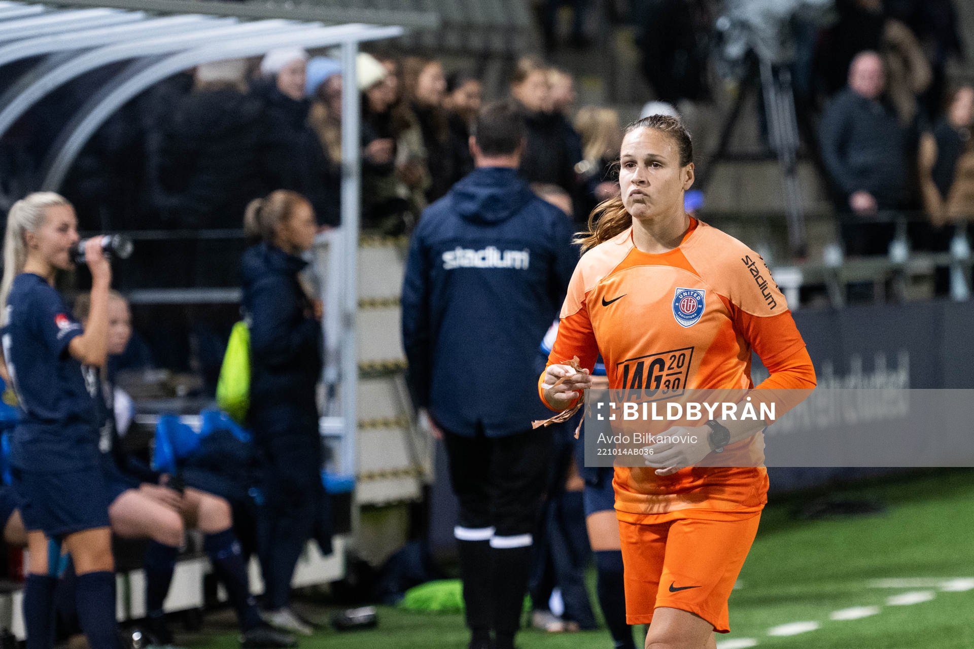 Eskilstuna Uniteds målvakt Katlynn Fraine deppar