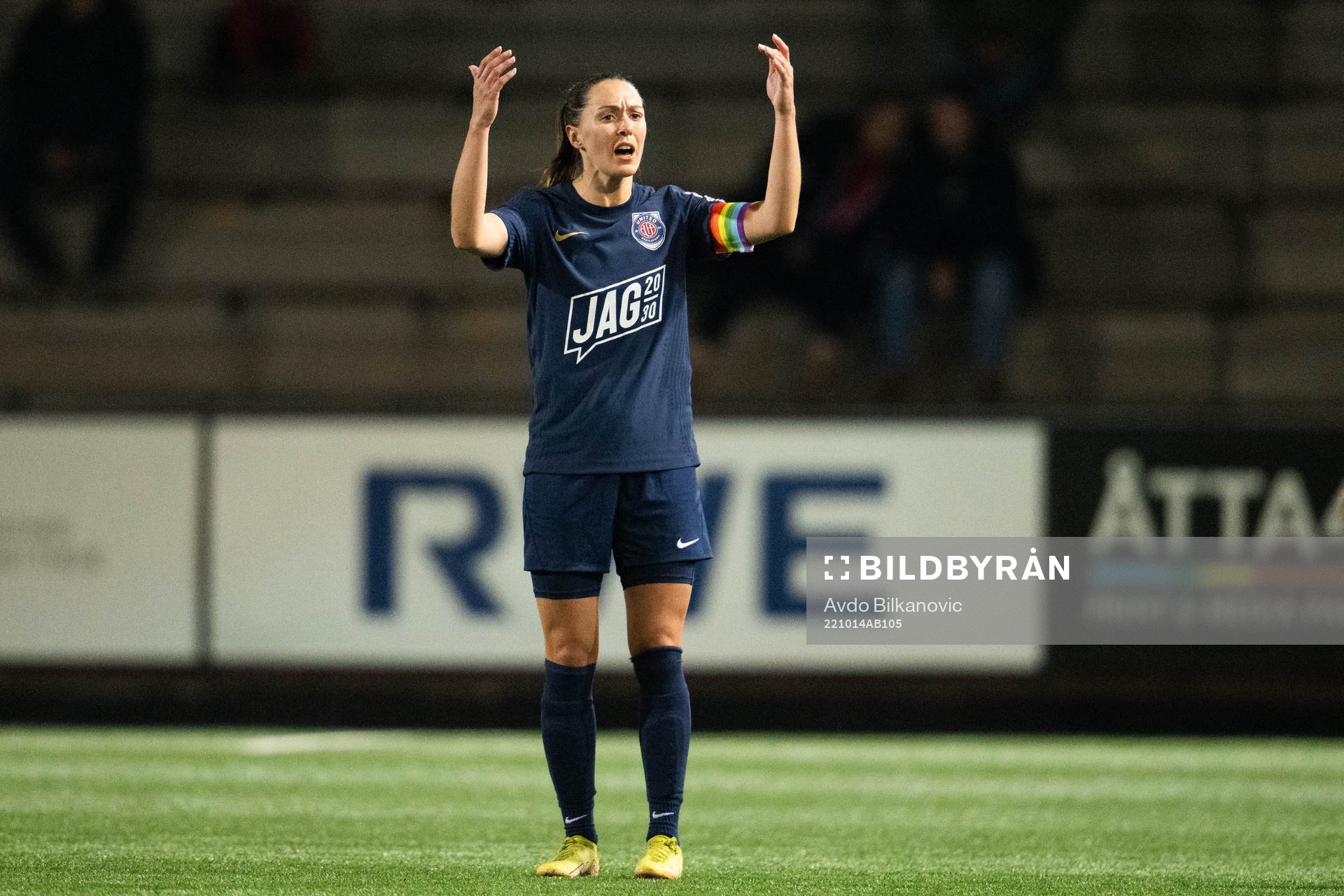 Eskilstuna Uniteds Felicia Rogic agerar under fotbollsmatchen i Damallsvenskan mellan FC Rosengård och Eskilstuna United den 14 oktober 2022 i Malmö.
