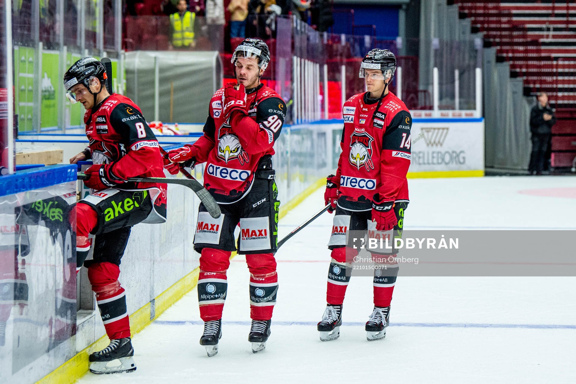 Malmö Redhawks Johan Olofsson, Lance Bouma och Carl-Johan