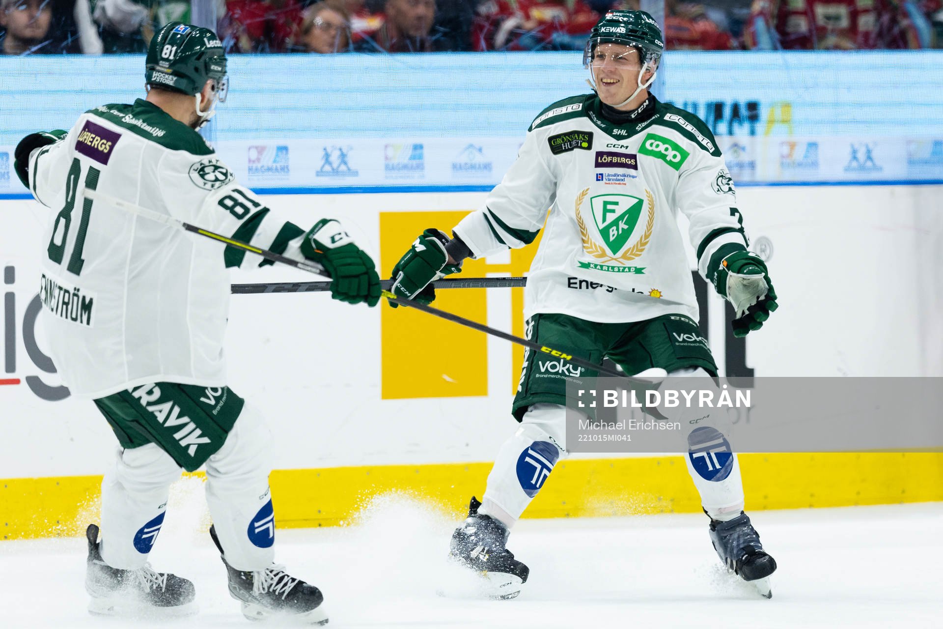 Färjestads Patrik Lundh jublar