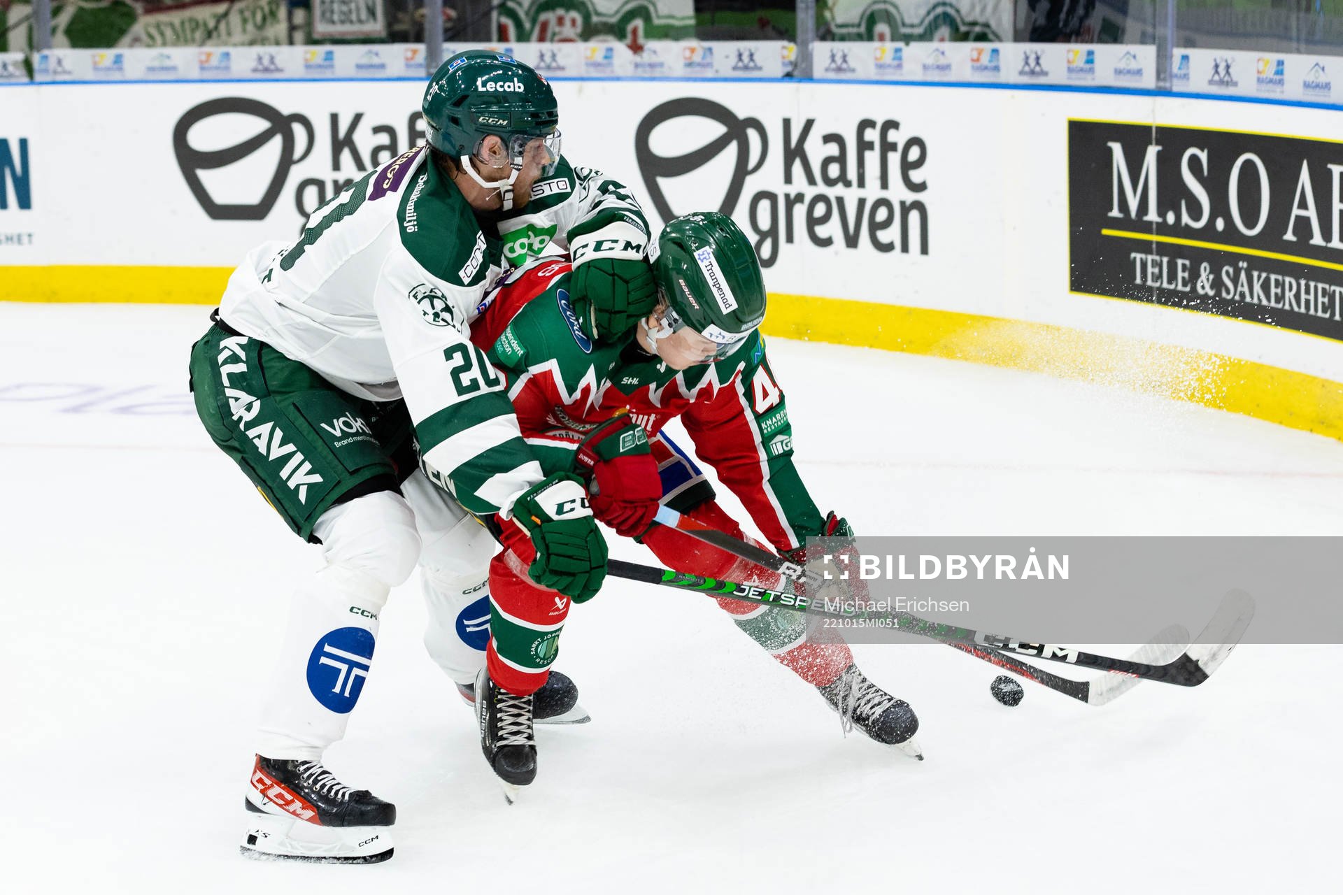 Färjestads Marcus Westfält och Frölundas Liam Dower