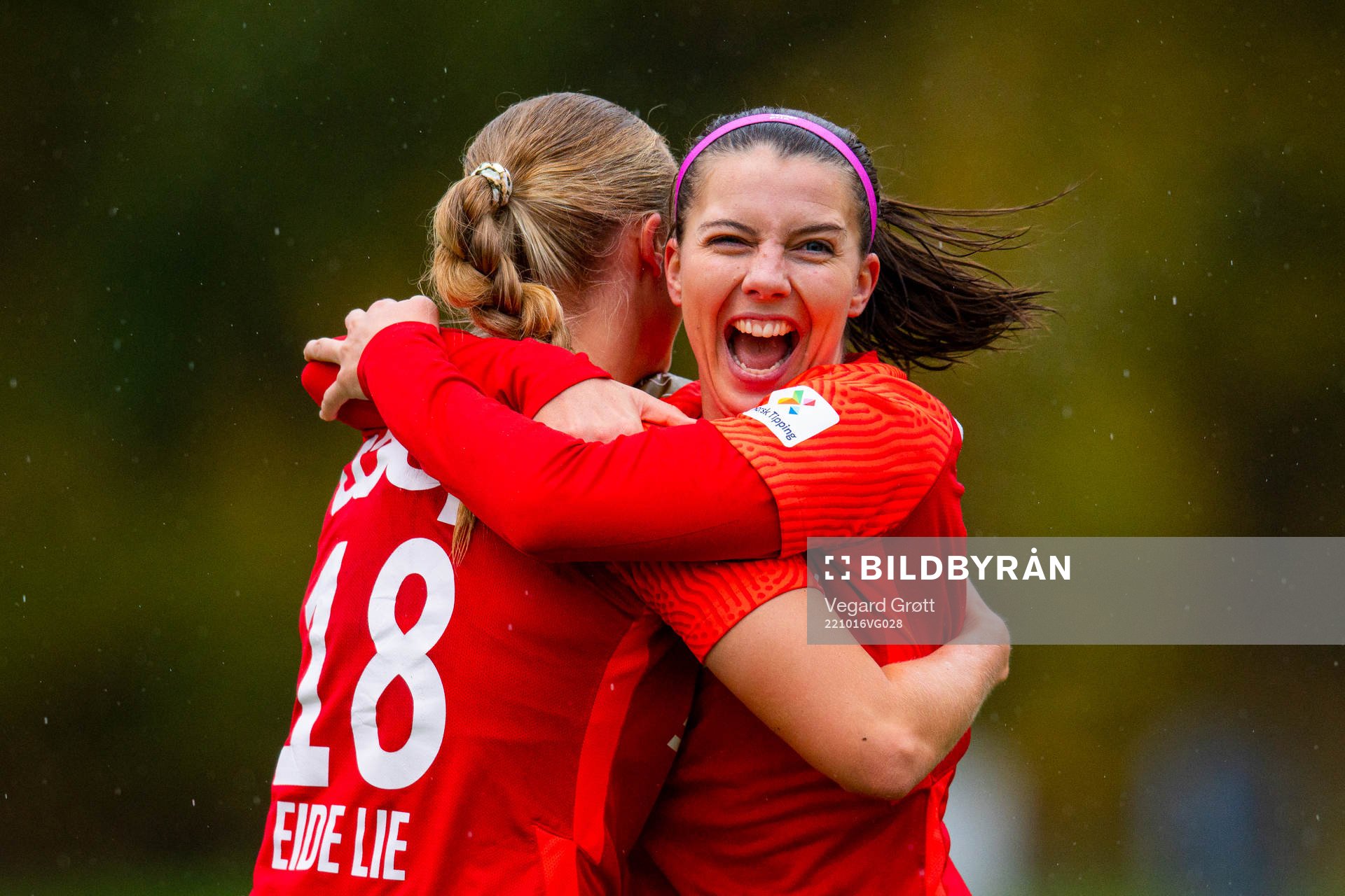 Cecilie Redisch Kvamme of Brann celebrates with teammate
