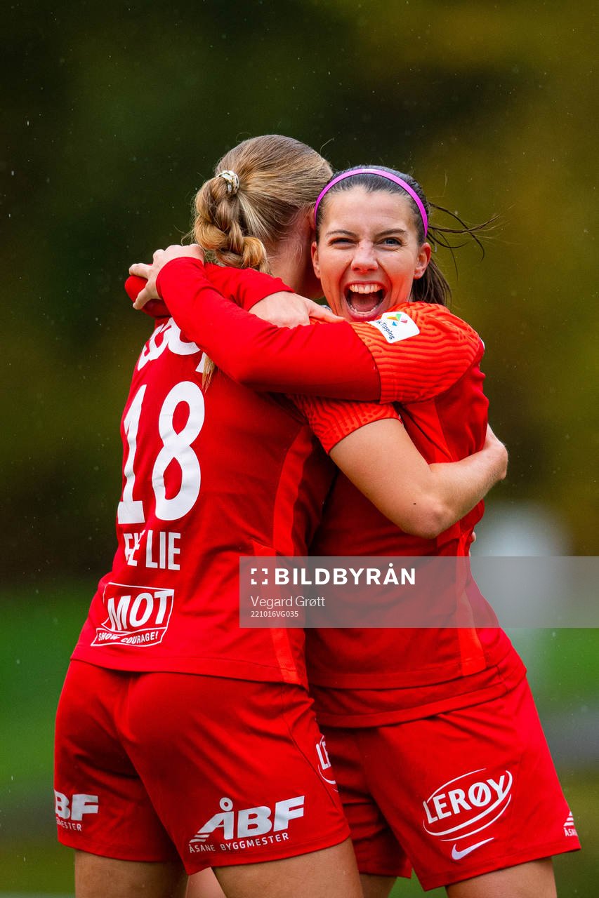 Cecilie Redisch Kvamme of Brann celebrates with teammate