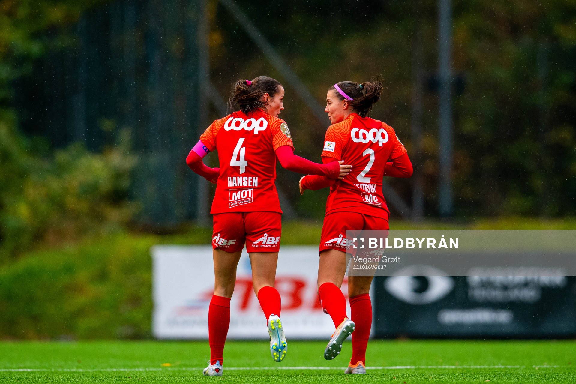 Cecilie Redisch Kvamme of Brann celebrates with teammate