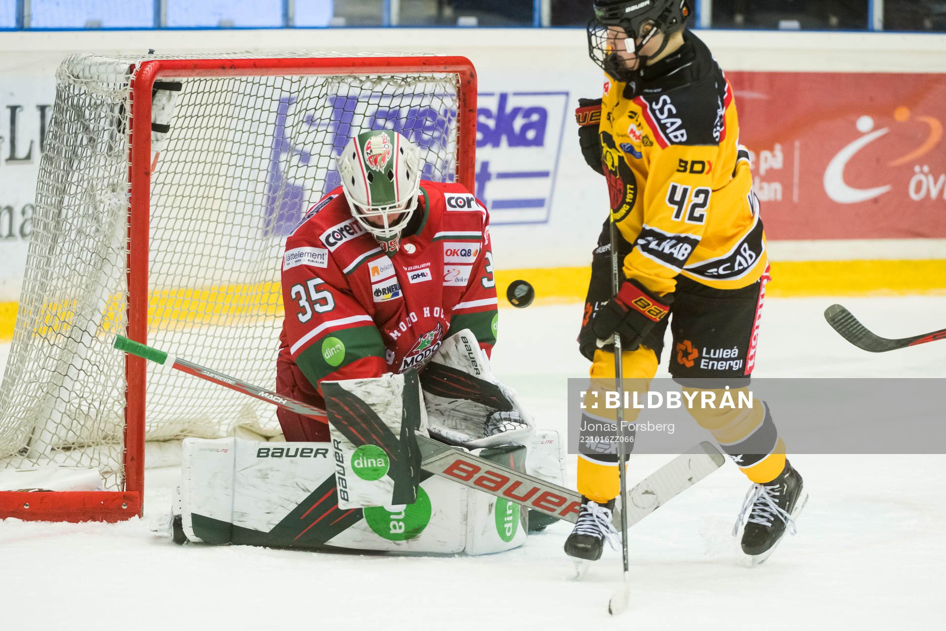 Modos målvakt Lauren Bench Luleås Viivi Vainikka