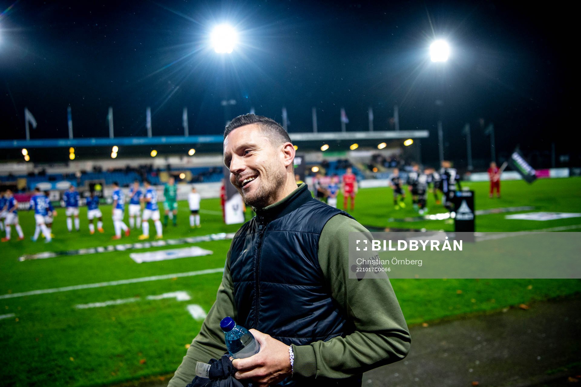 Trelleborgs tränare Kristian Haynes innan fotbollsmatchen