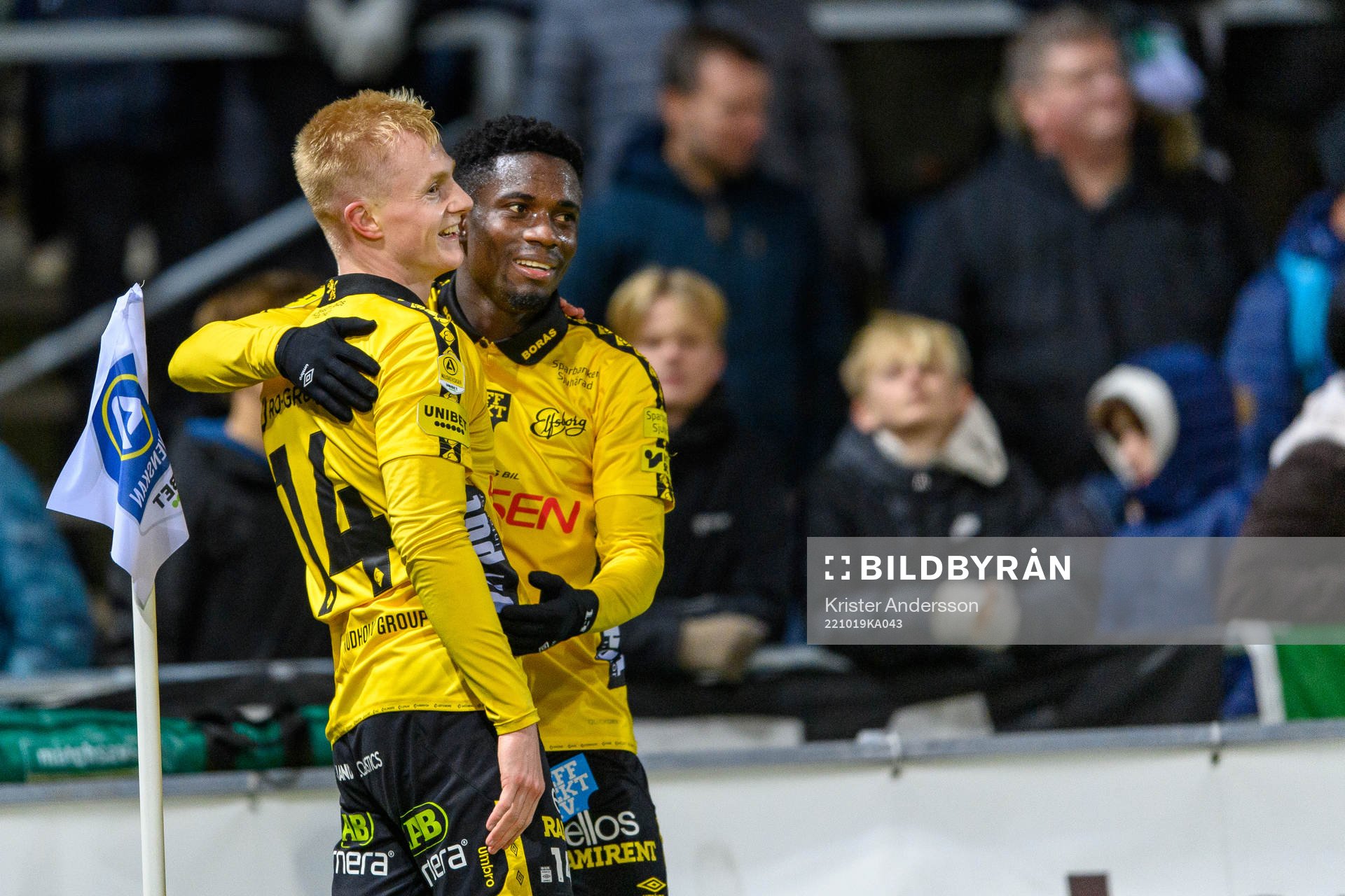 Elfsborgs Oscar Aga och Michael Baidoo jublar