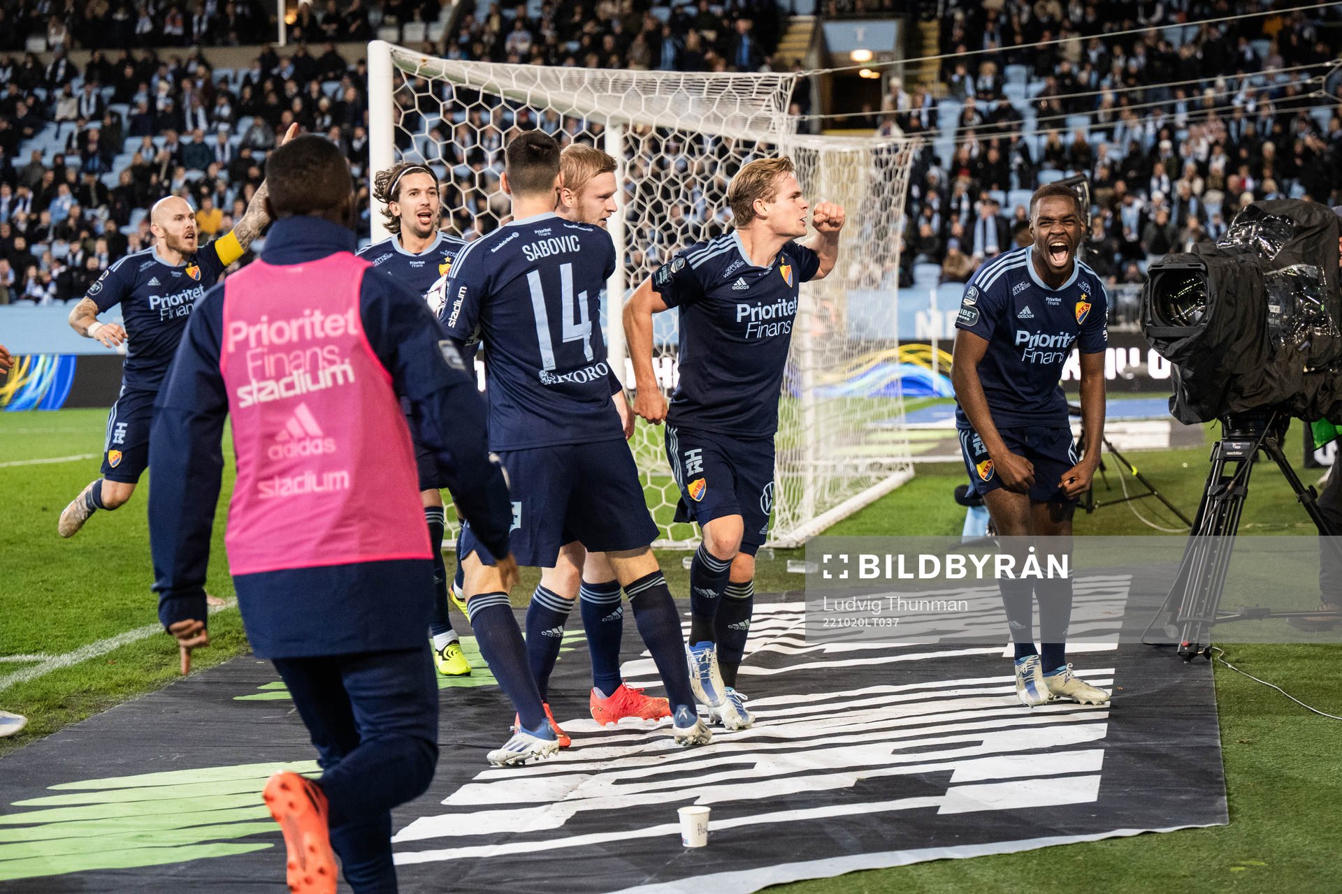 Djurgårdens Kalle Holmberg, Hampus Finndell och Joel Asoro