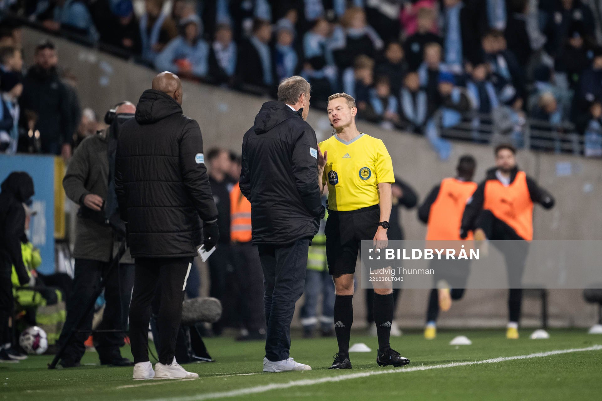 Malmö FFs tränare Åge Hareide och Domare Fredrik Klitte