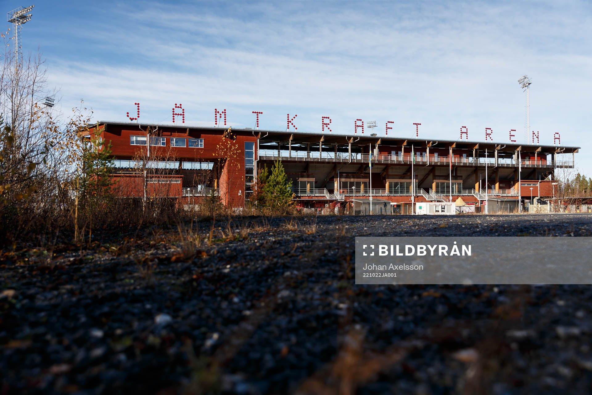 Jämtkraft Arena inför fotbollsmatchen i Superettan mellan Östersund och Trelleborg den 22 oktober 2022 i Östersund. 