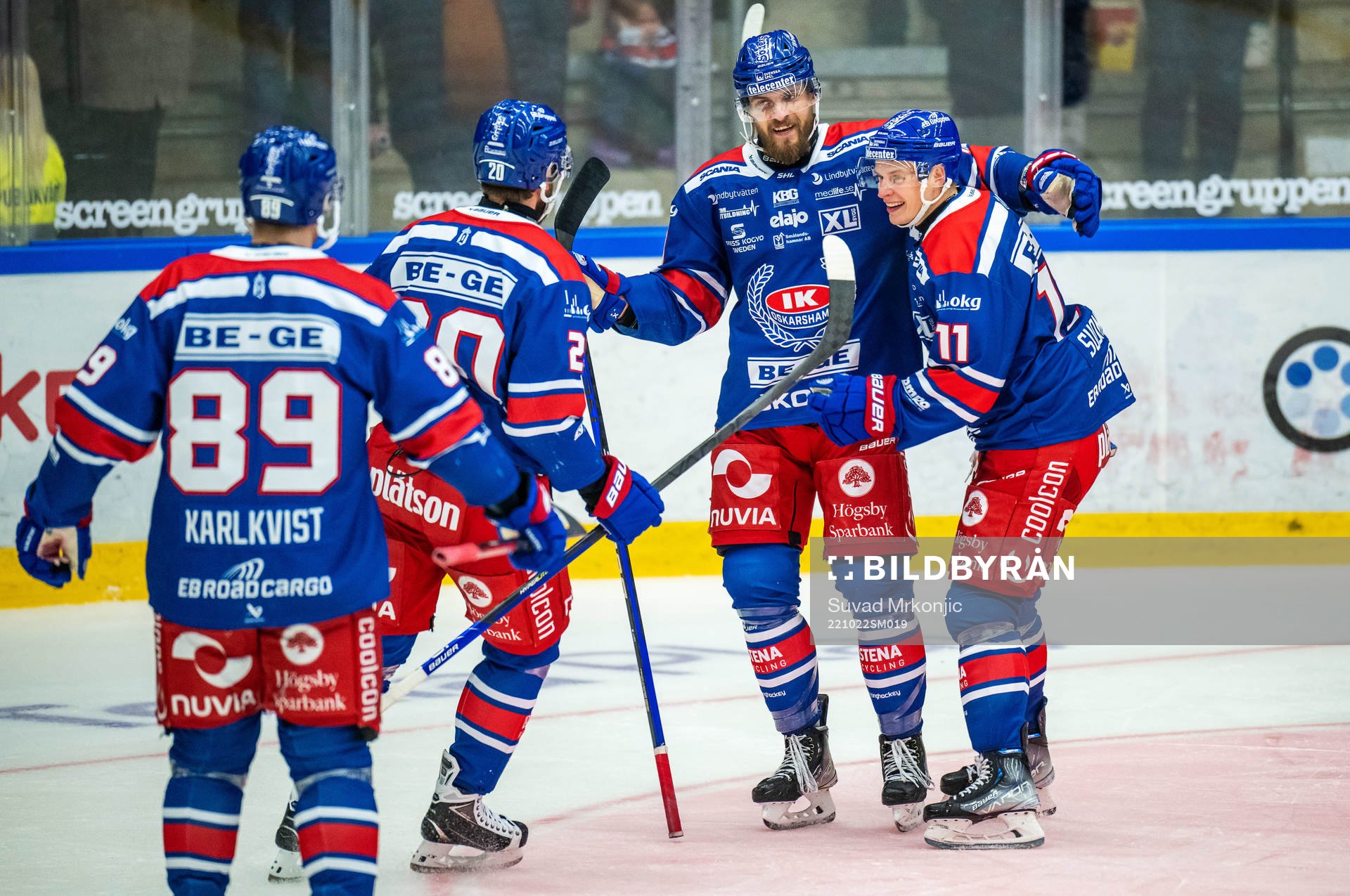 Oskarshamns Jiri Smejkal jublar med Patrik Karlkvist, Hynek