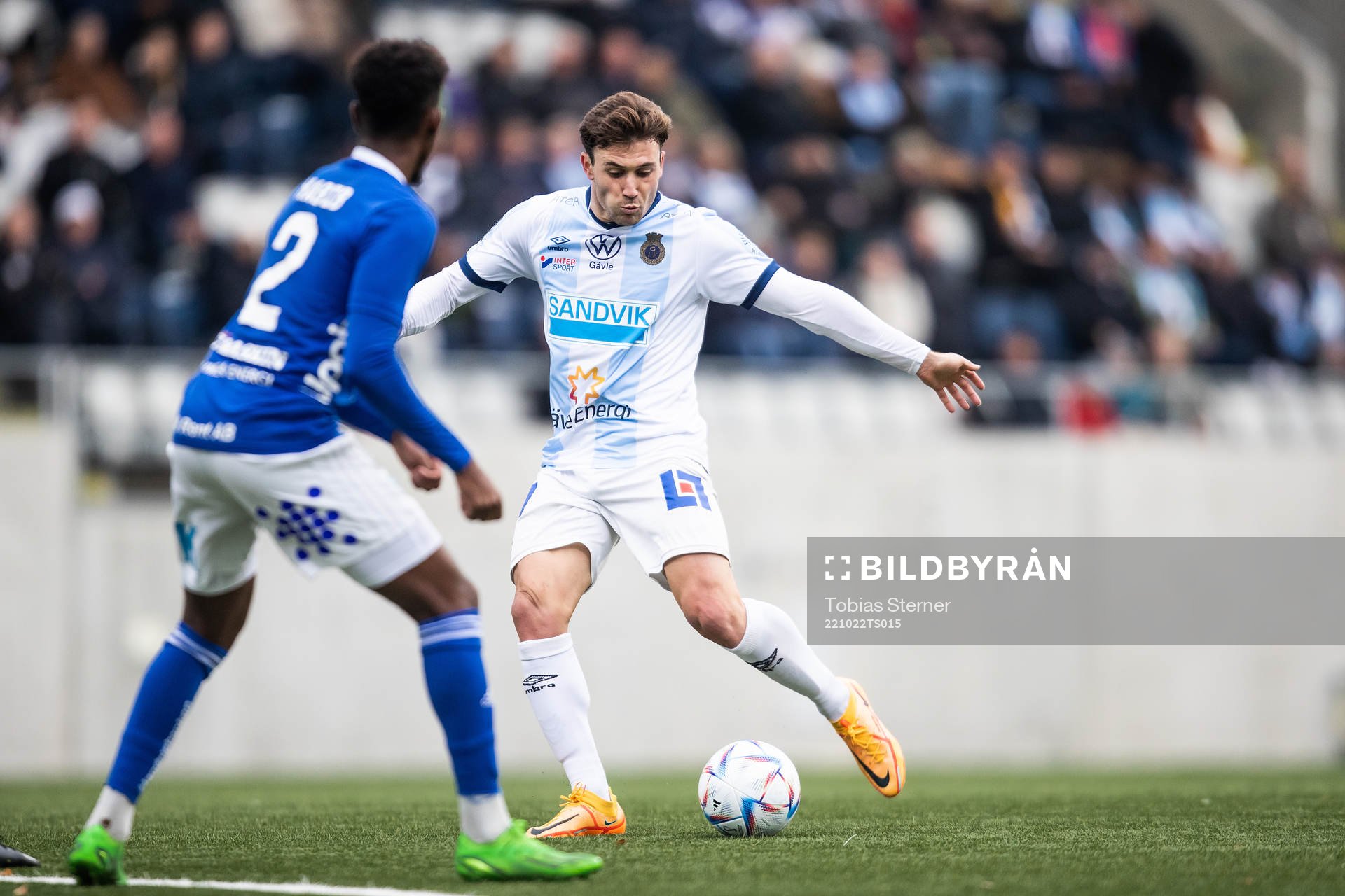Gefles Iu Ranera Grau under fotbollsmatchen i Ettan norra mellan Gefle och Umeå FC den 22 oktober 2022 i Gävle. 