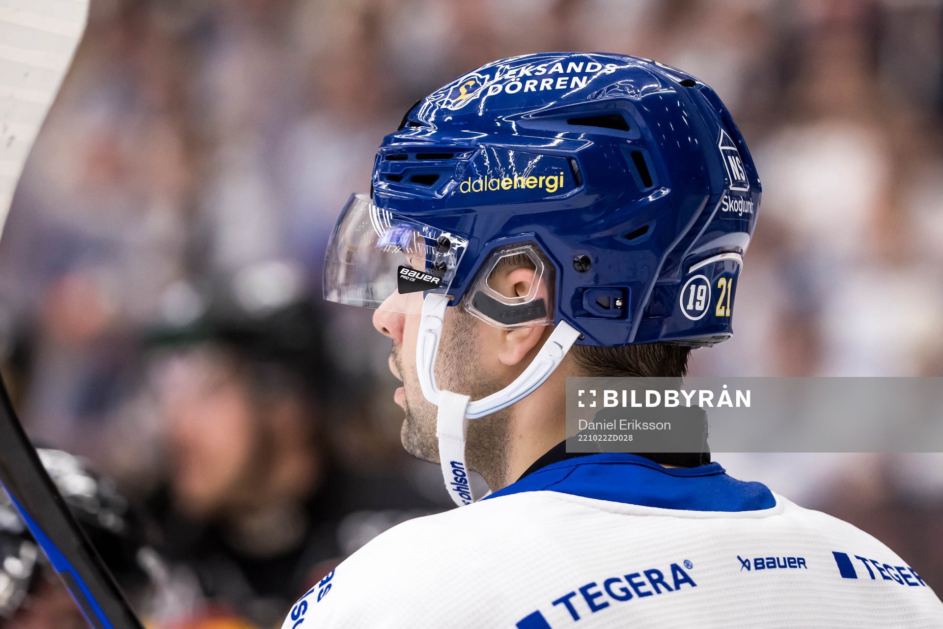 Leksands  hjälm med nummer 19 för Tobias Forsberg