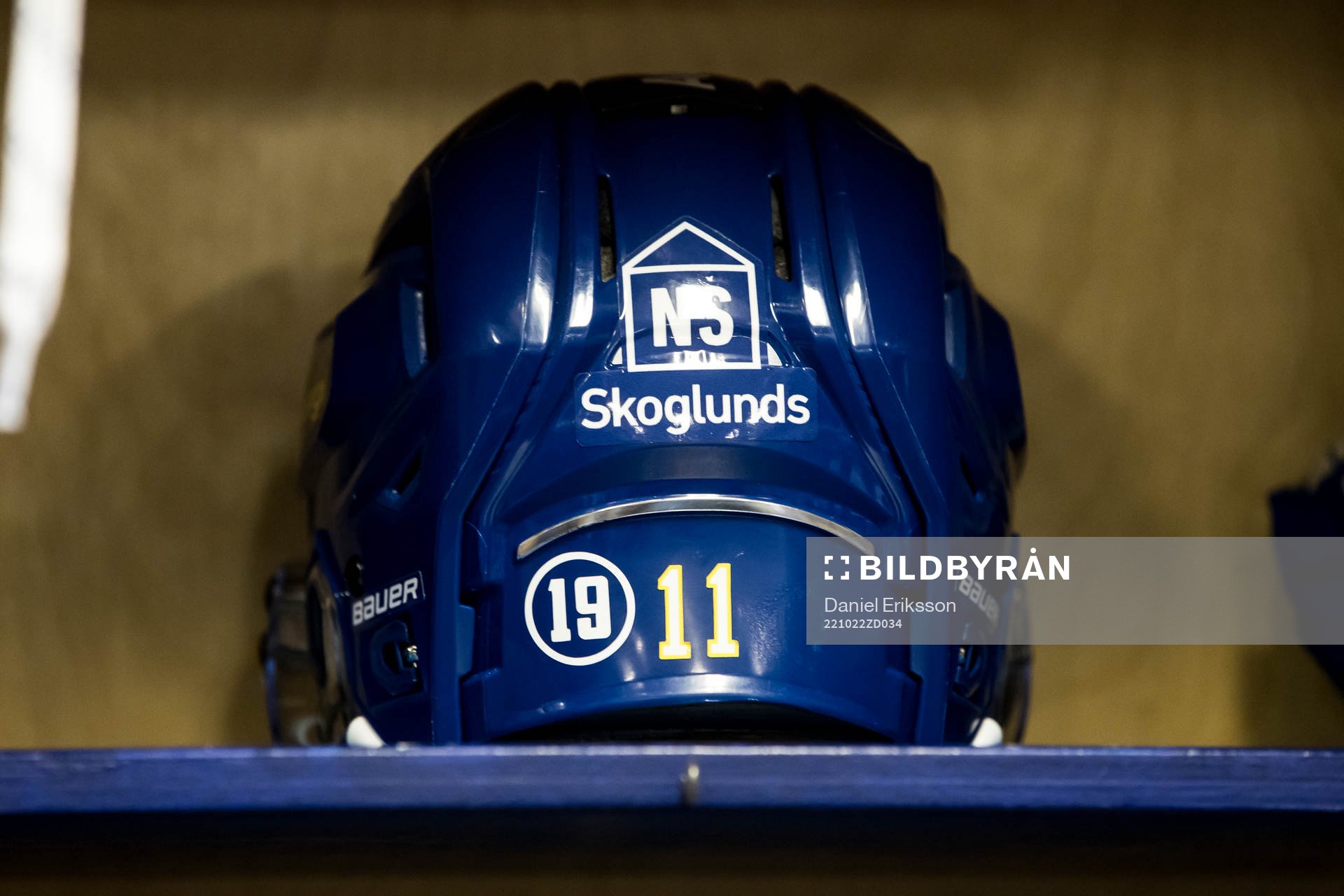 Leksands  hjälm med nummer 19 för Tobias Forsberg