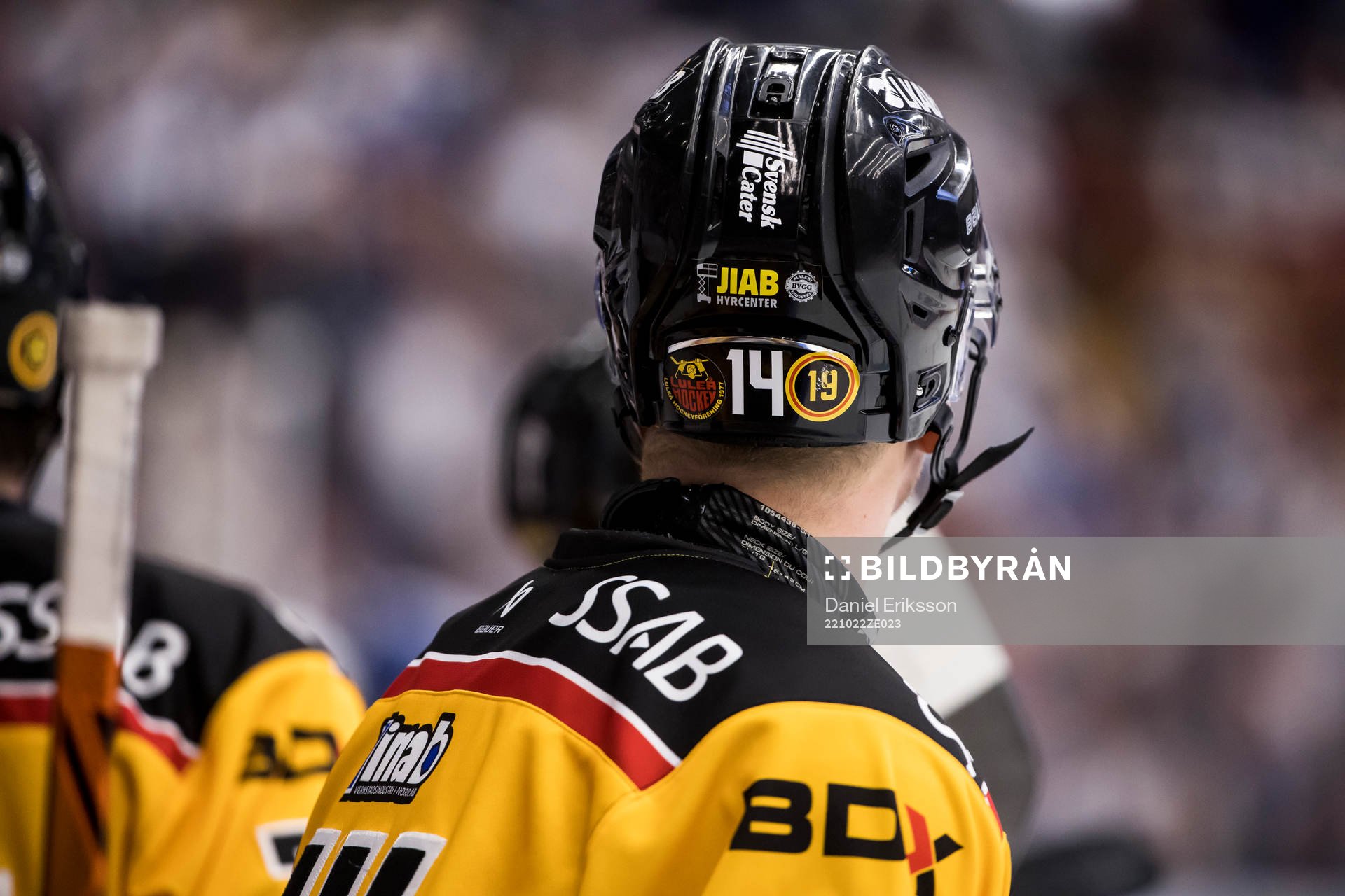 Luleås hjälm med nummer 19 för Tobias Forsberg