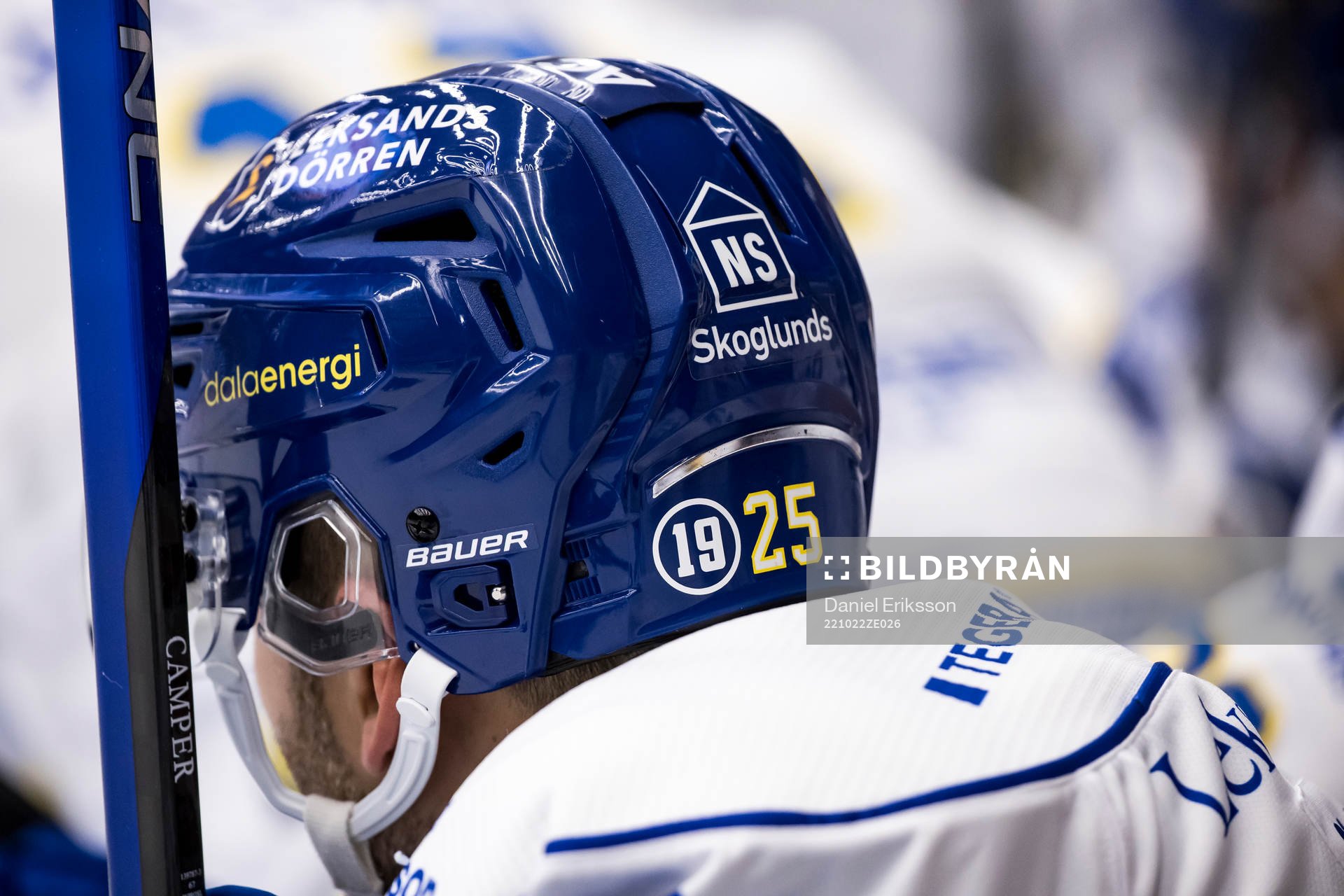 Leksands  hjälm med nummer 19 för Tobias Forsberg