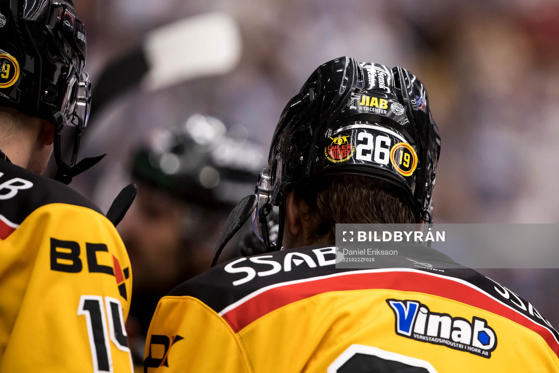 Luleås hjälm med nummer 19 för Tobias Forsberg