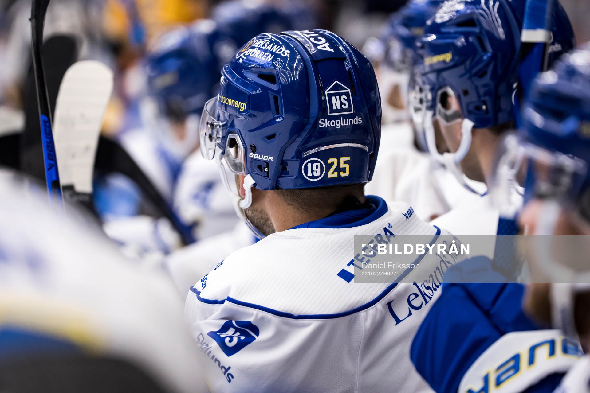 Leksands  hjälm med nummer 19 för Tobias Forsberg