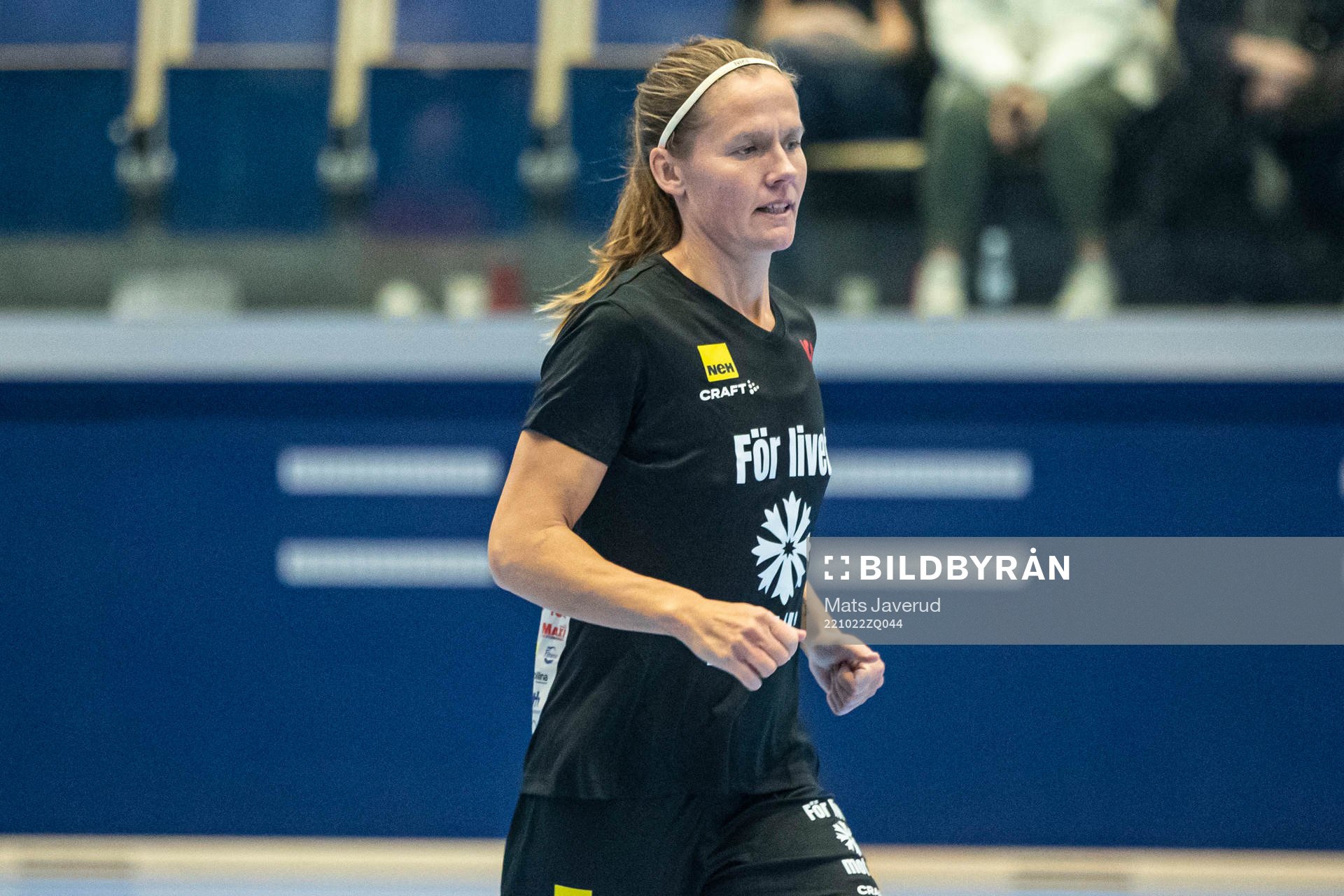 Vilirare-Dams Jessica Julin under fotbollsmatchen i För livet cupen mot ALS mellan Vilirare-Dams och ICA Gubbarnas den 22 oktober 2022 i Malmö.