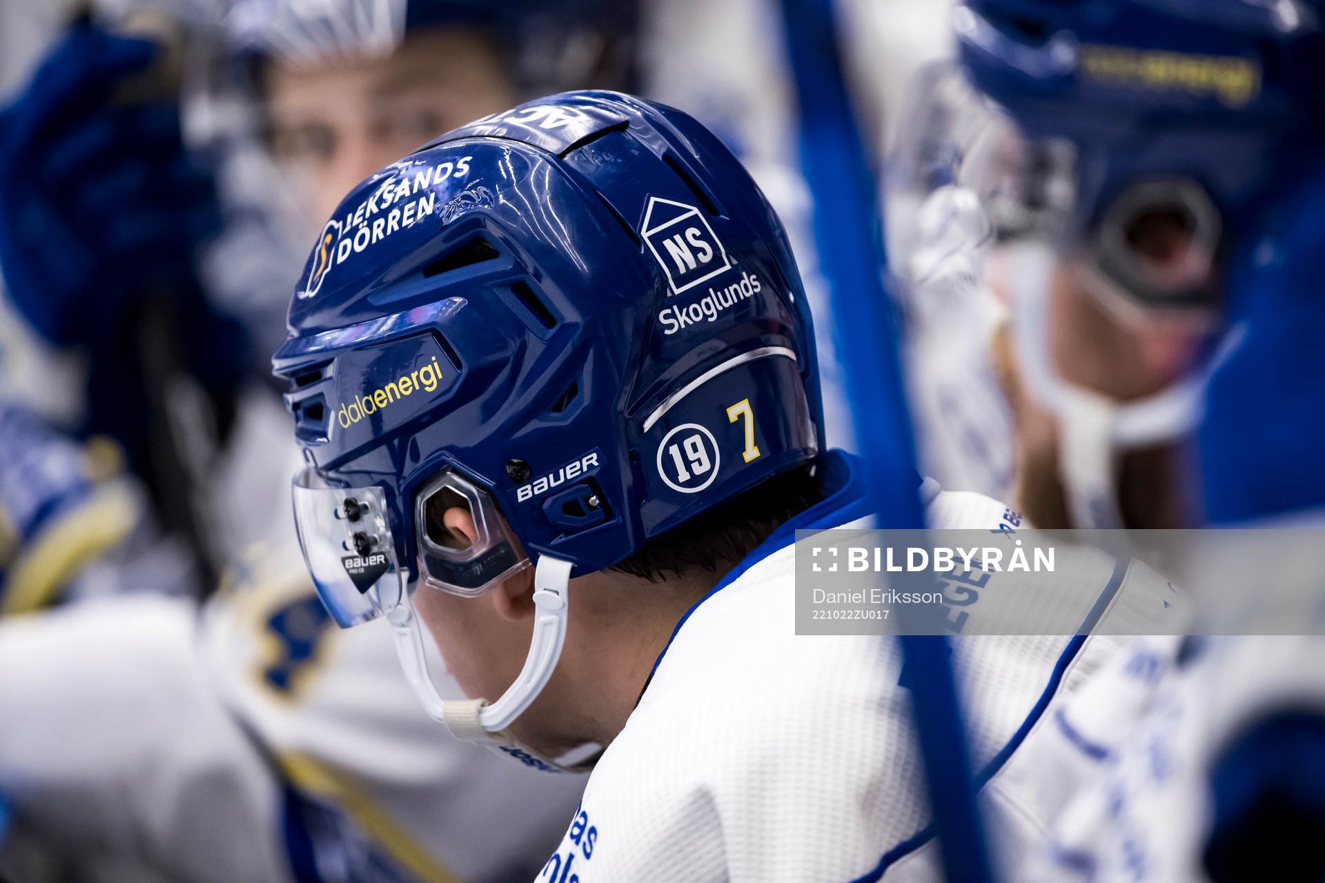 Leksands  hjälm med nummer 19 för Tobias Forsberg