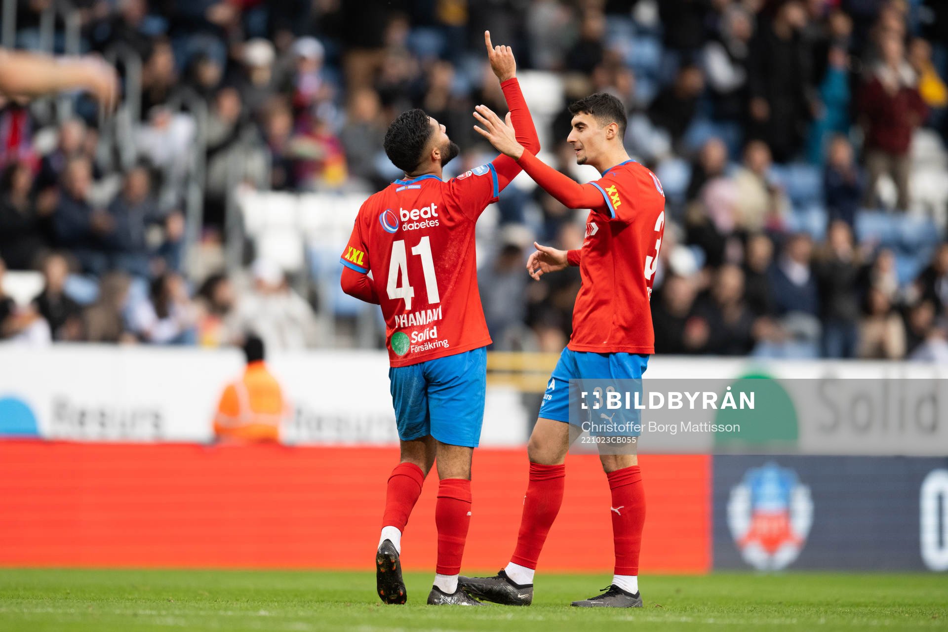 Helsingborgs Amin Al-Hamawi och Amar Muhsin jublar