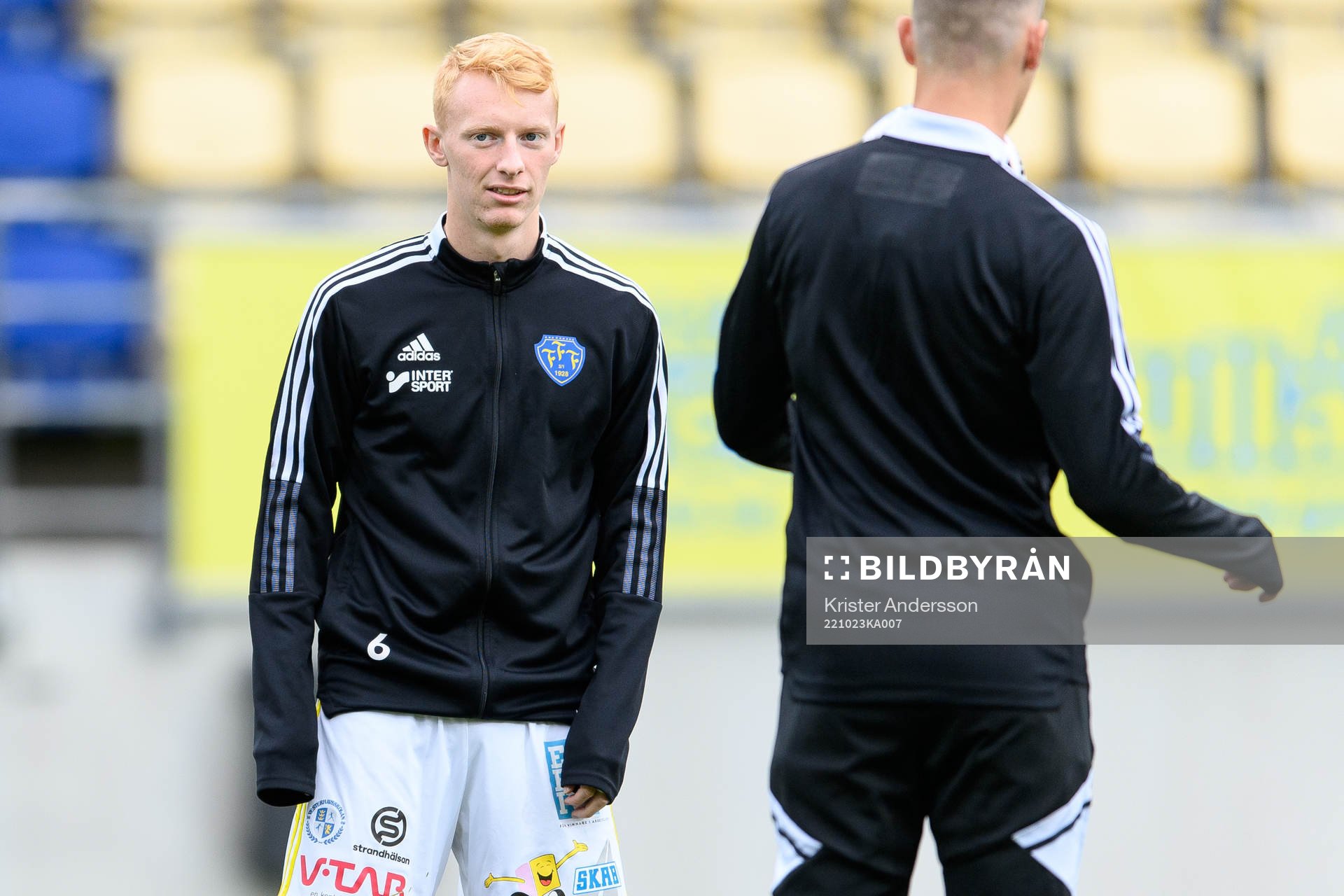 Falkenbergs Wilhelm Ärlig före fotbollsmatchen i Ettan