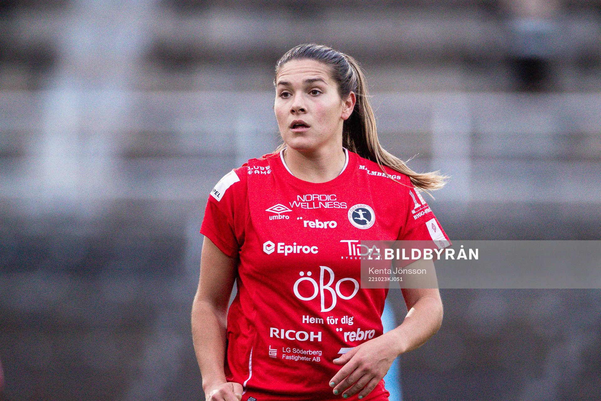 Örebros Carly Wickenheiser under fotbollsmatchen i Damallsvenskan mellan Djurgården och Örebro den 23 oktober 2022 i Stockholm. 
