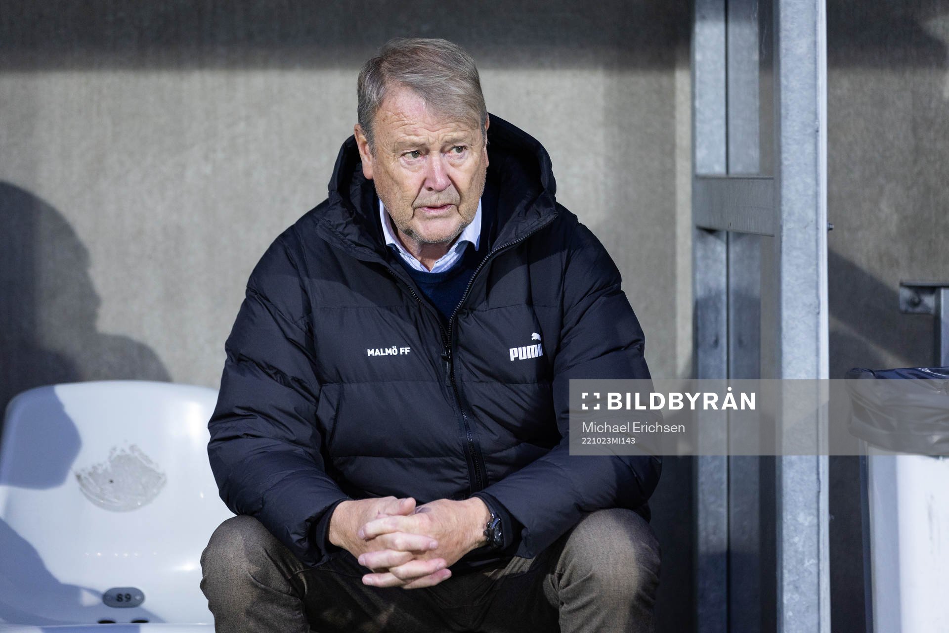 Malmö FFs tränare Åge Hareide innan  fotbollsmatchen i