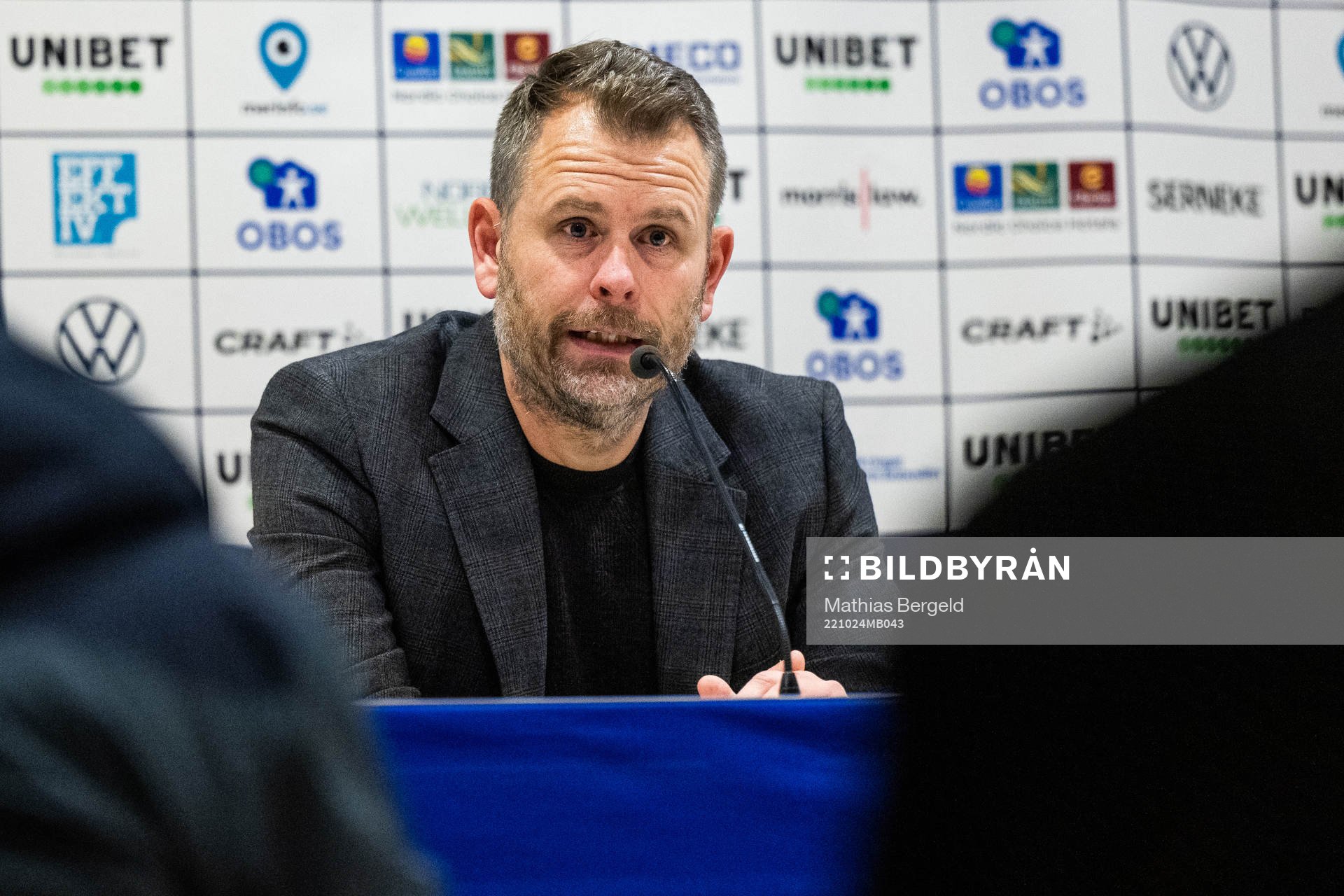 IFK Göteborgs tränare Mikael Stahre på presskonferensen efter fotbollsmatchen i Allsvenskan mellan IFK Göteborg och AIK den 24 oktober 2022 i Göteborg.