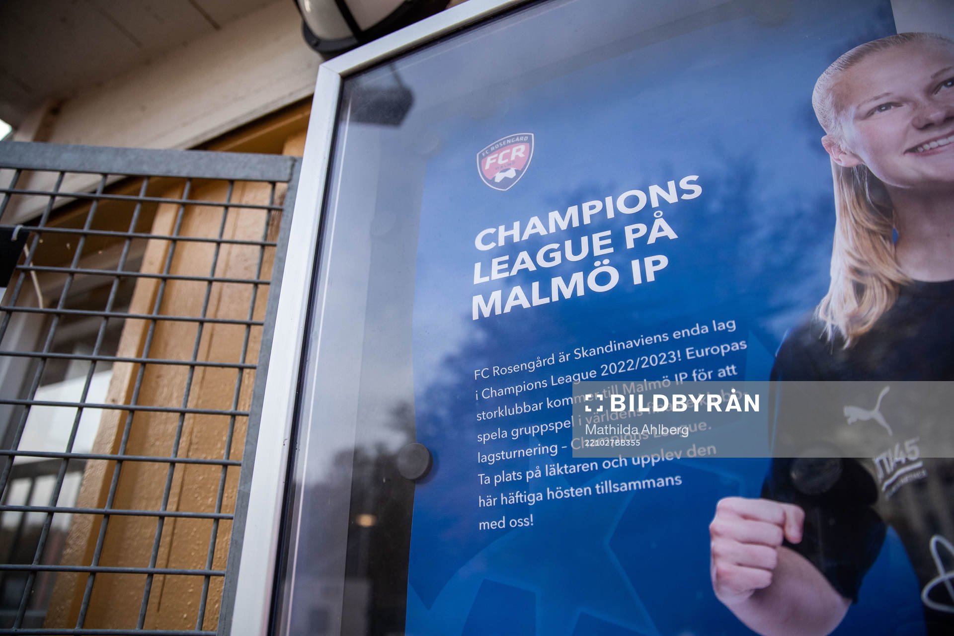 A sign announcing the UEFA Women's Champions League