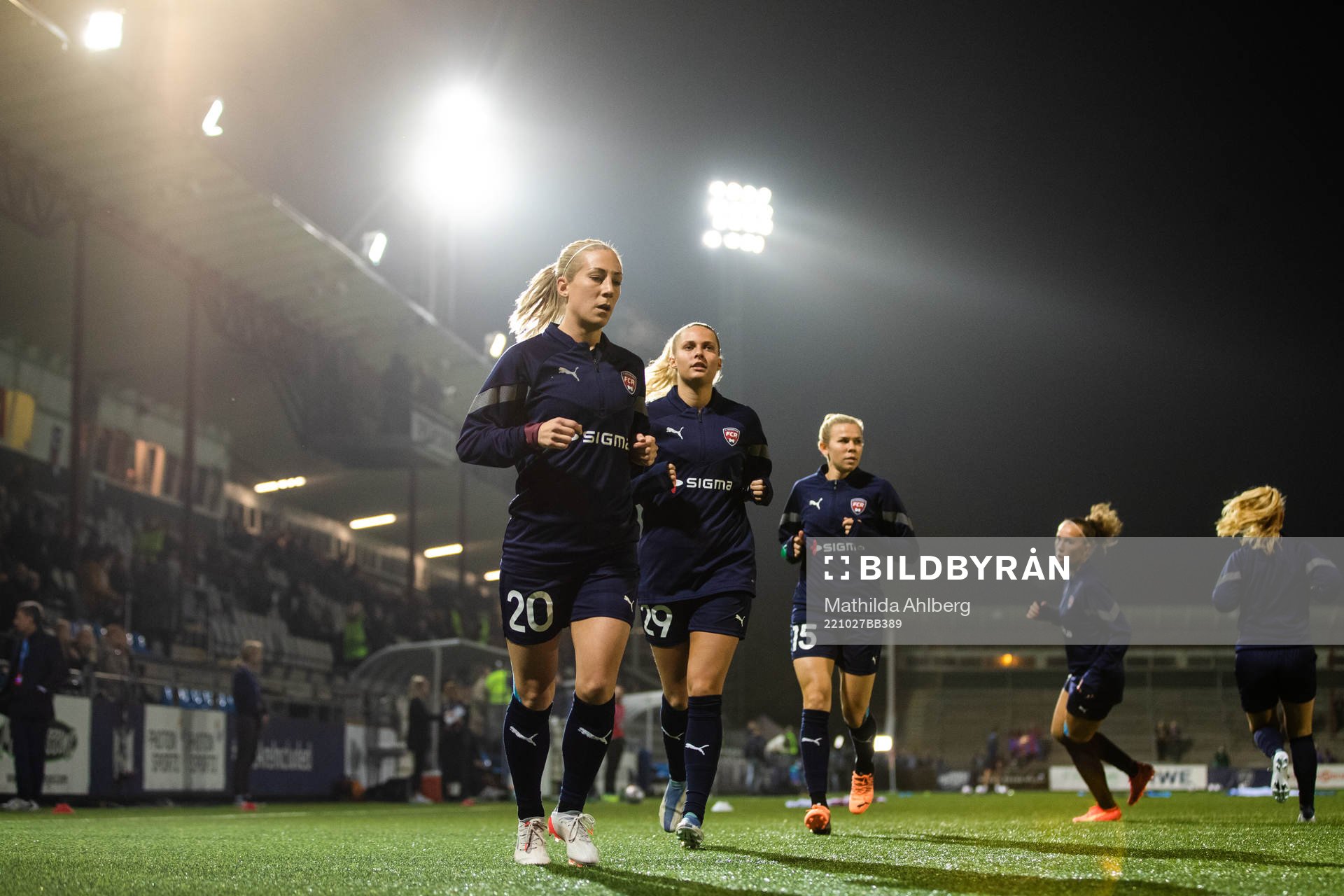Mia Persson, Olivia Holdt and Jessica Wik of FC Rosengård