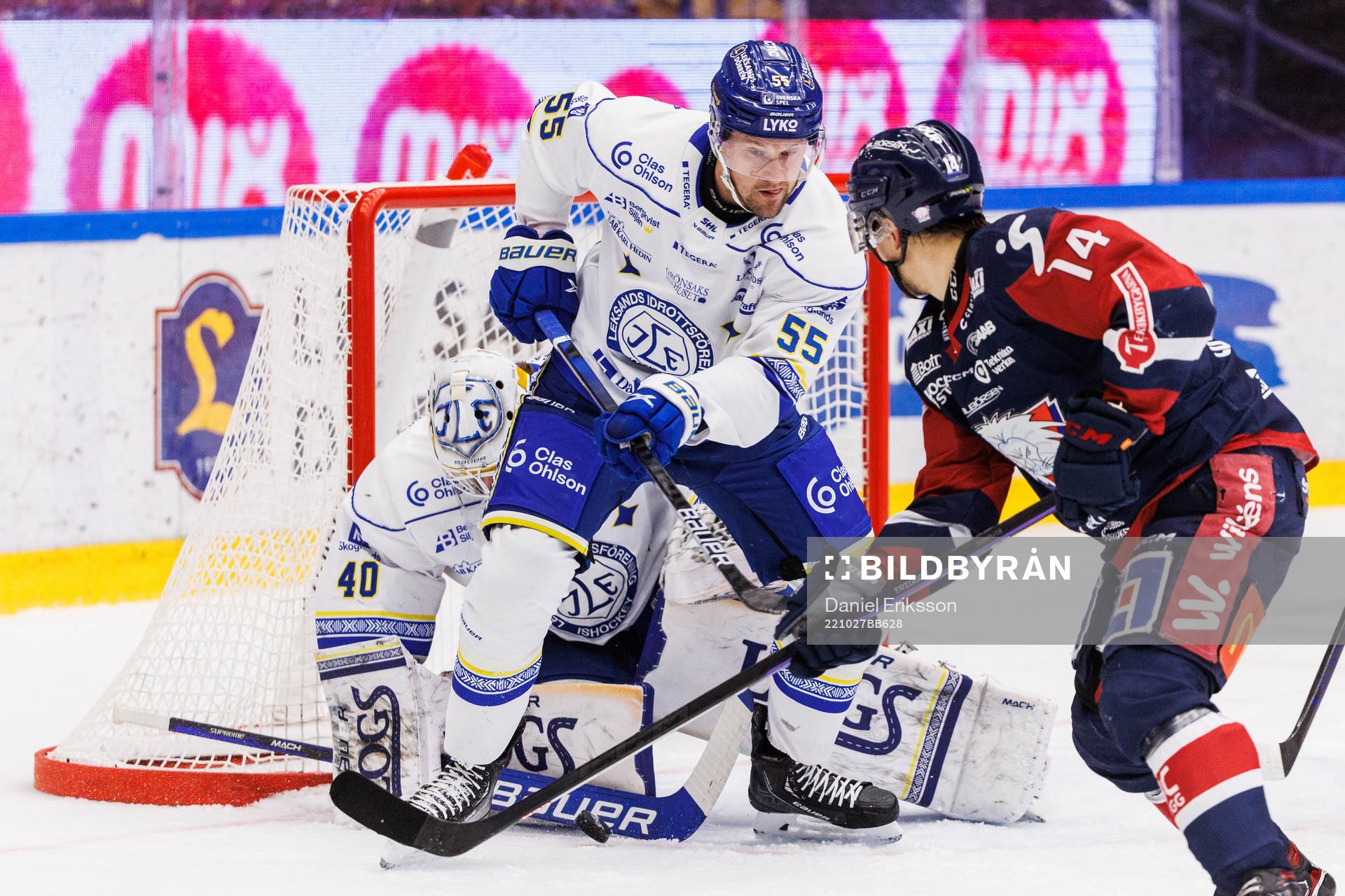 Leksands målvakt Mantas Armalis och Jonas Ahnelöv mot