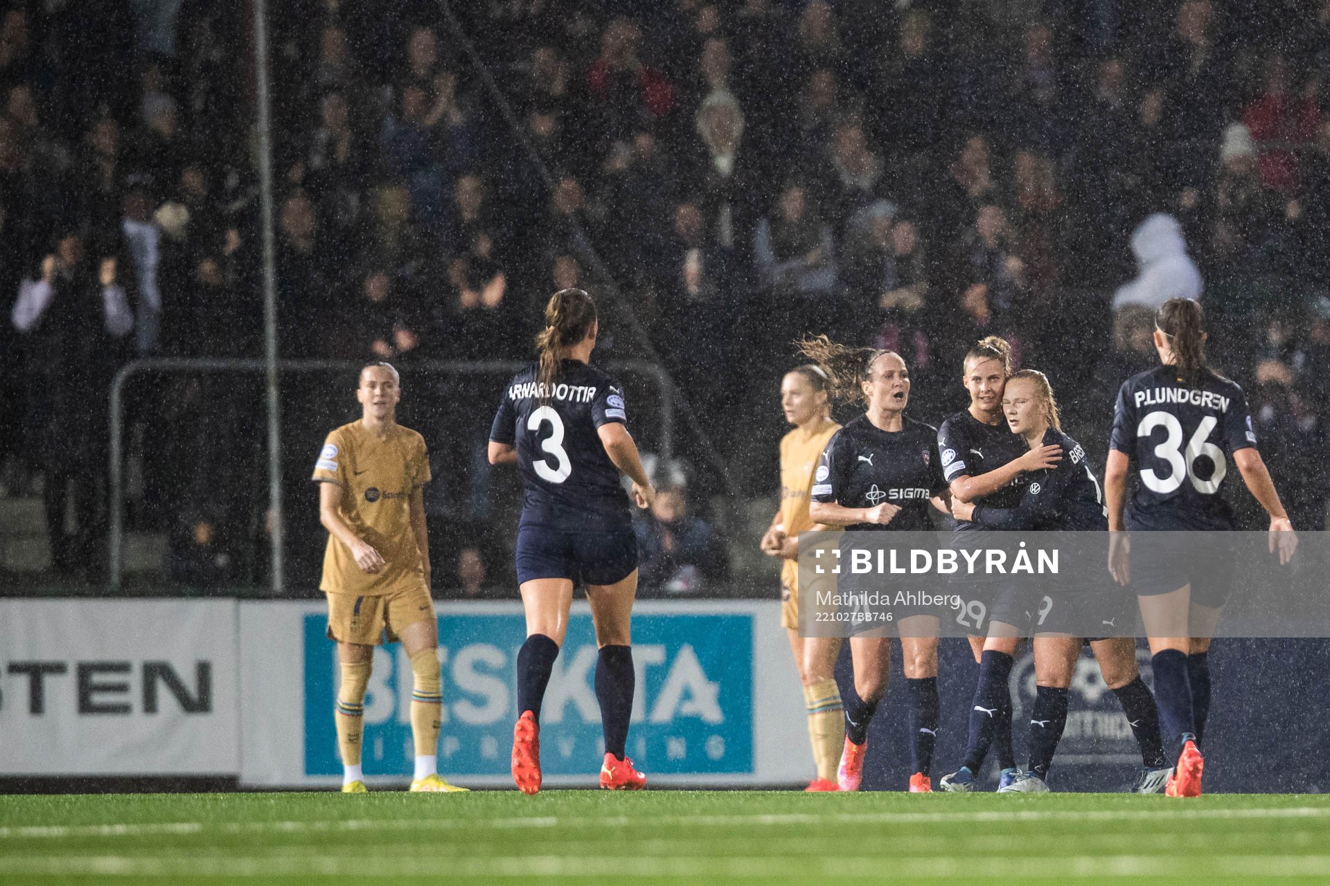 Olivia Holdt of FC Rosengård celebrates scoring 1-2