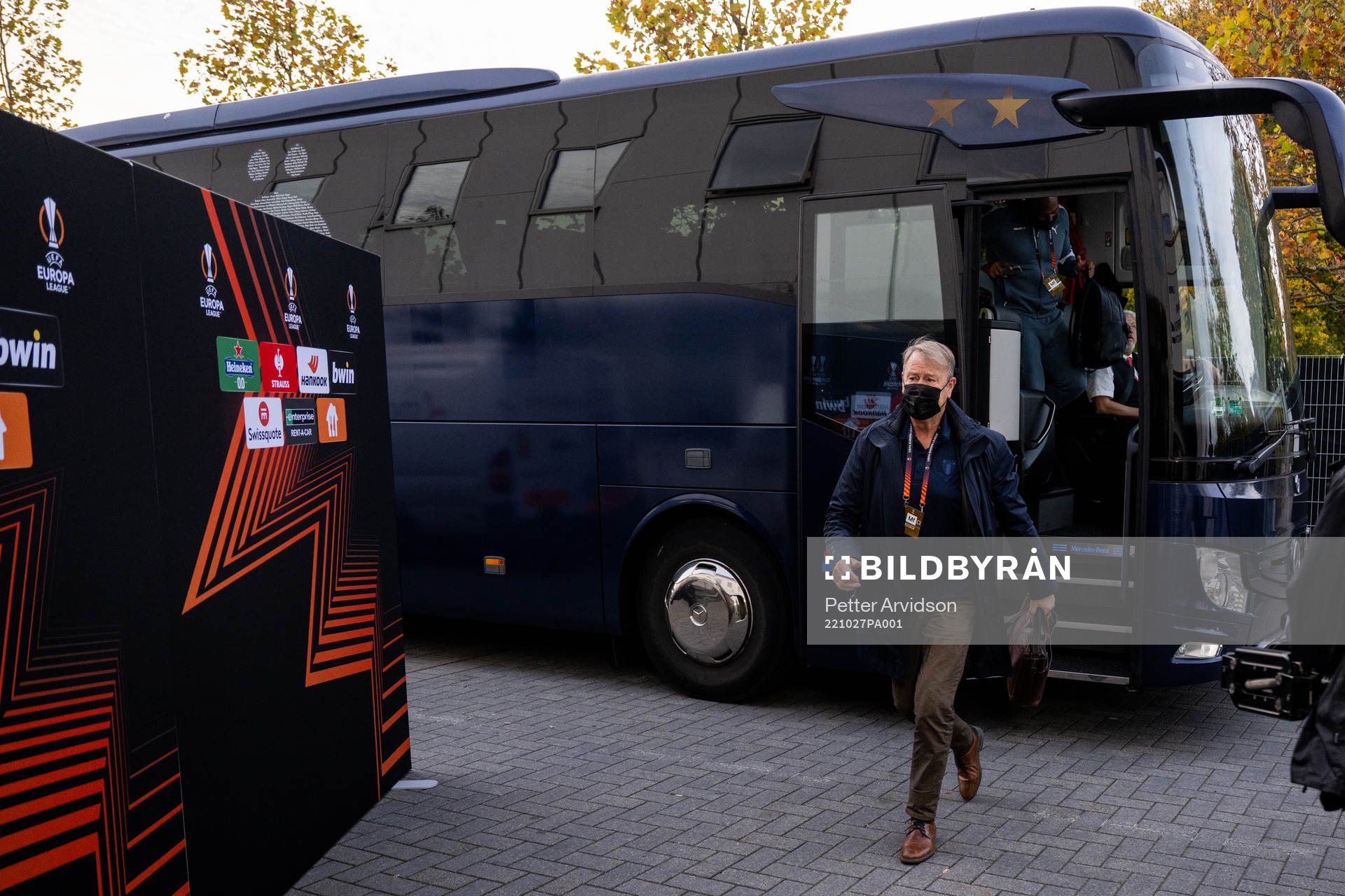 Head coach Åge Hareide of Malmö FF arrives to the stadium
