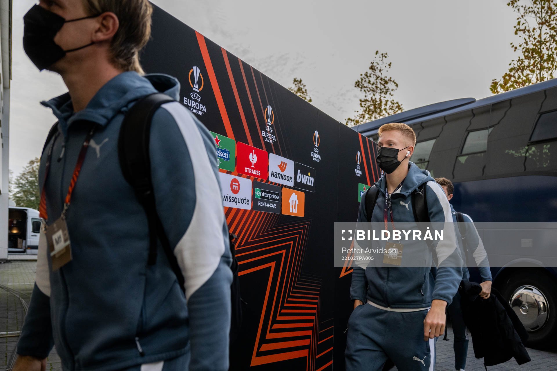 Hugo Larsson of Malmö FF arrives to the stadium