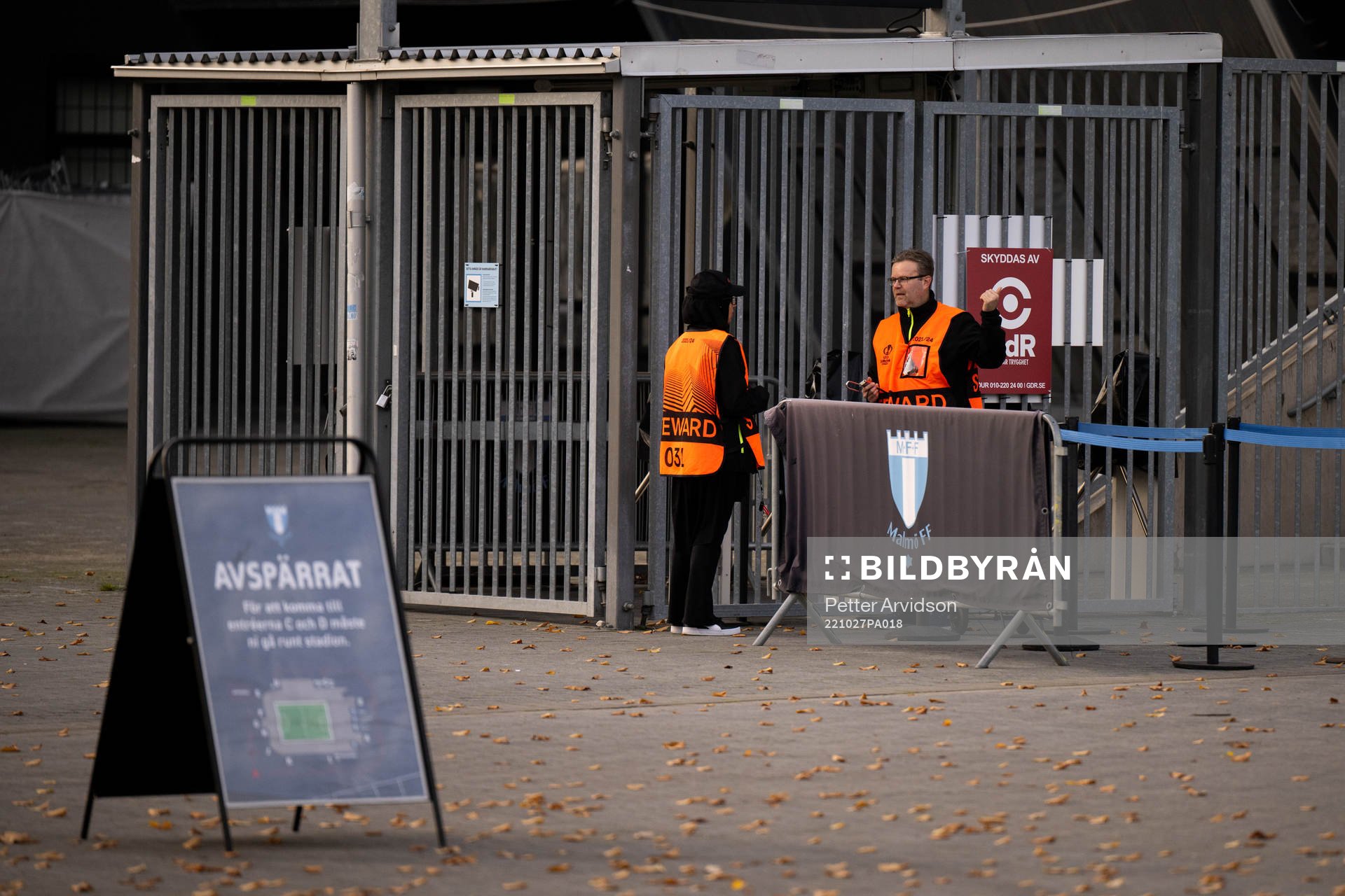 Stewards outside the stadium