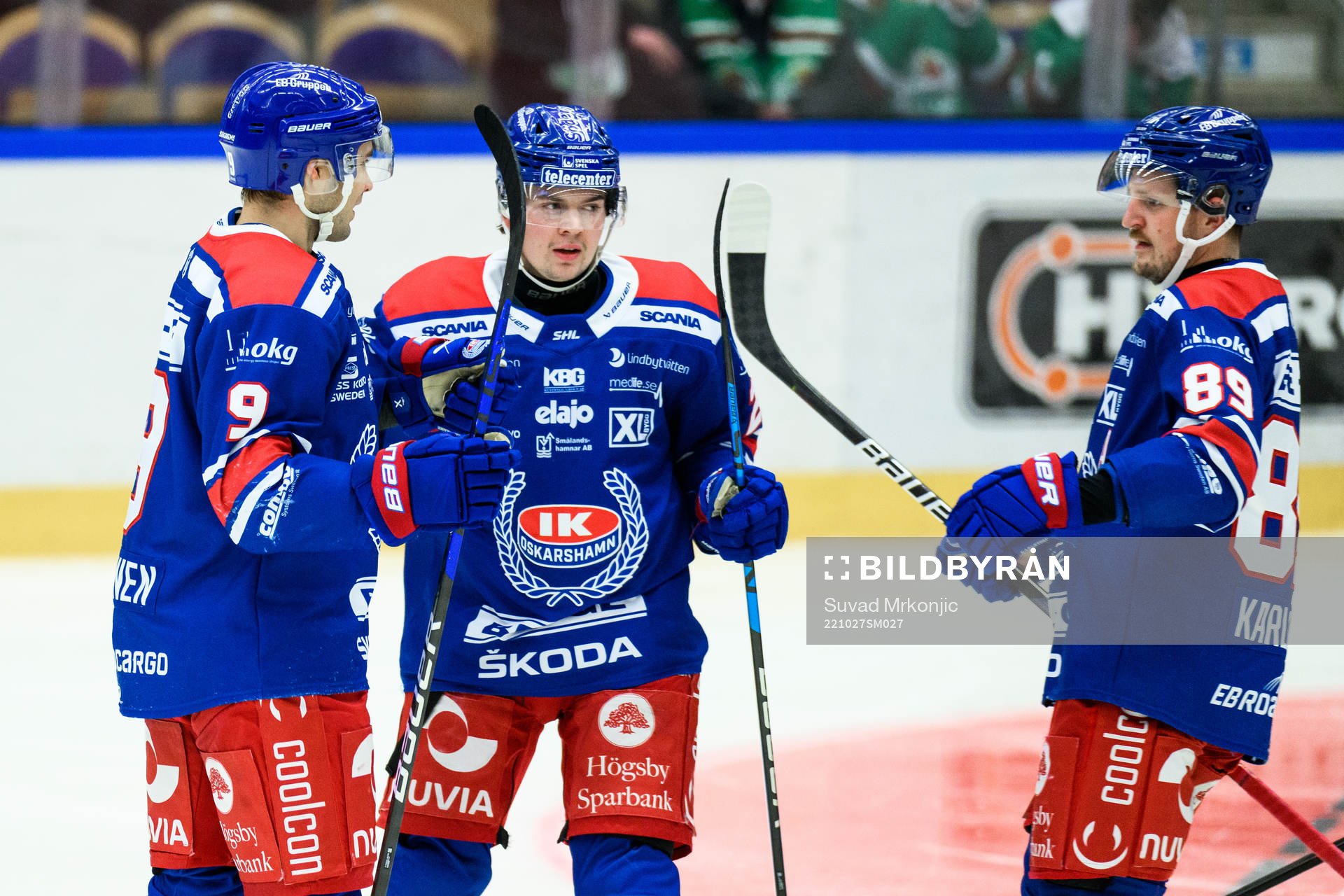 Oskarshamns Ahti Oksanen jublar med Lukas Pilö och Patrik
