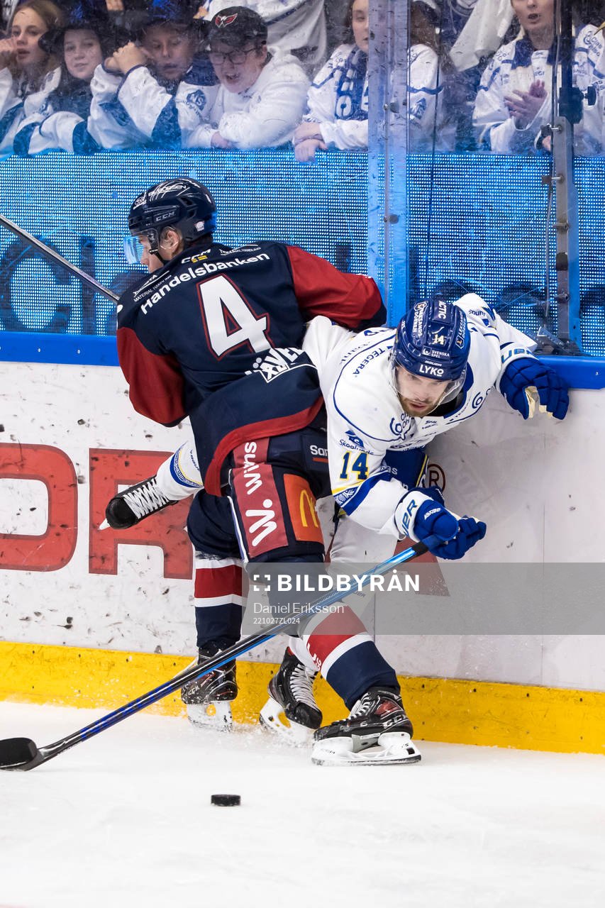 Linköpings målvakt Mattias Hävelid och Leksands Oskar