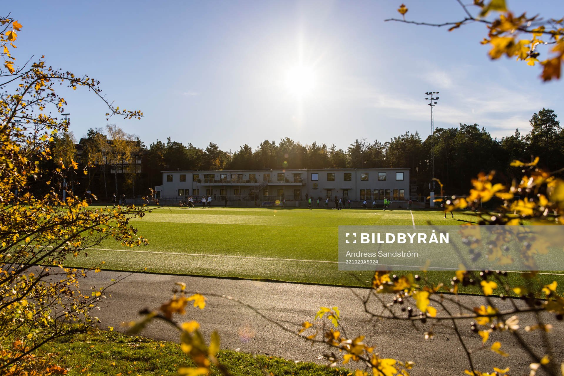 Vy över Hammarbys träningsanläggning på Årsta IP