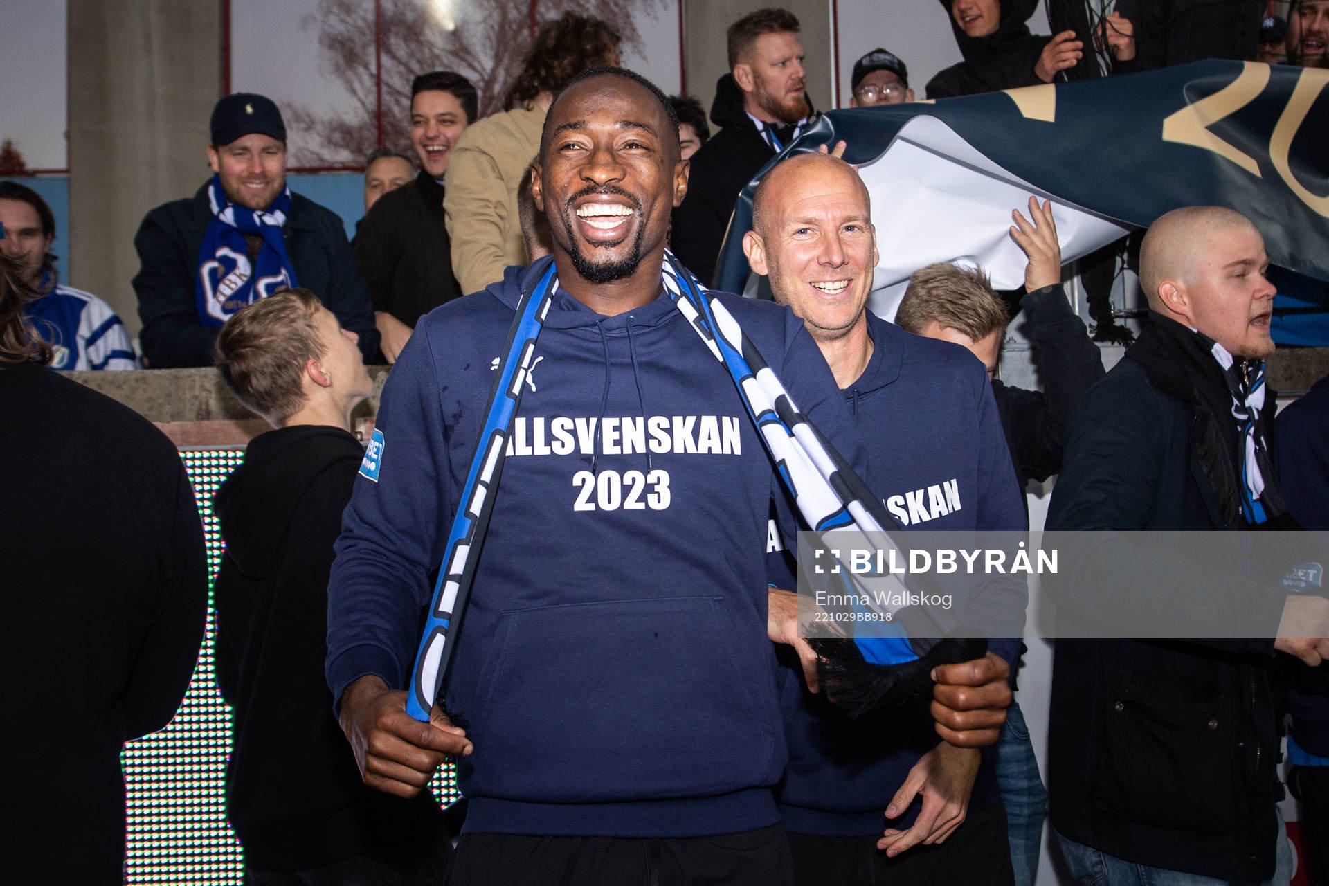 Halmstads Sadat Karim och Andreas Johansson jublar