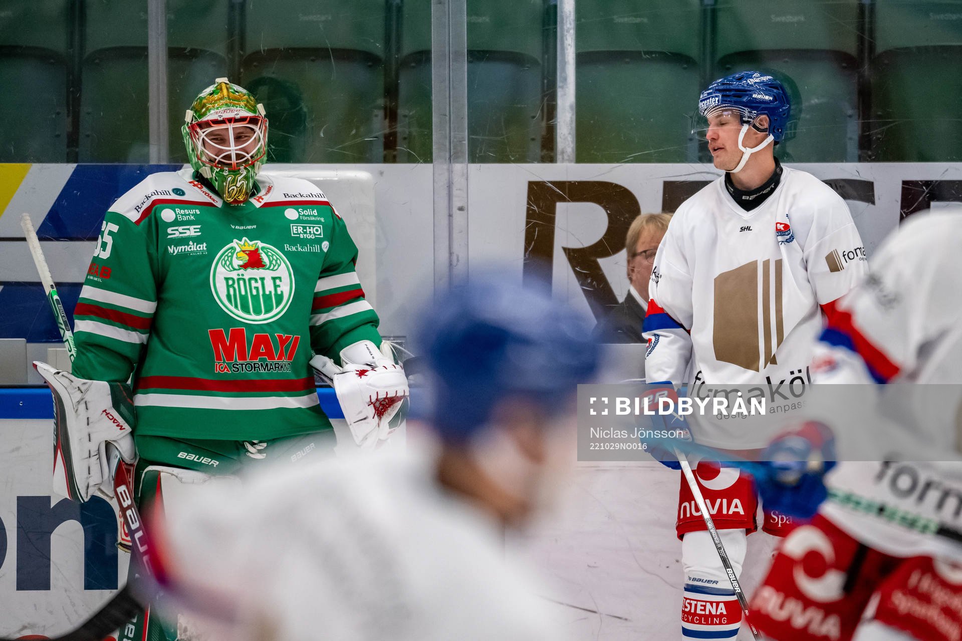 Rögles målvakt Christoffer Rifalk och Oskarshamns Jonas