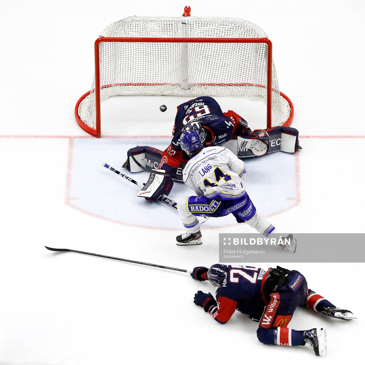 Mål 4-2 av Leksands Oskar Lang förbi Linköpings målvakt